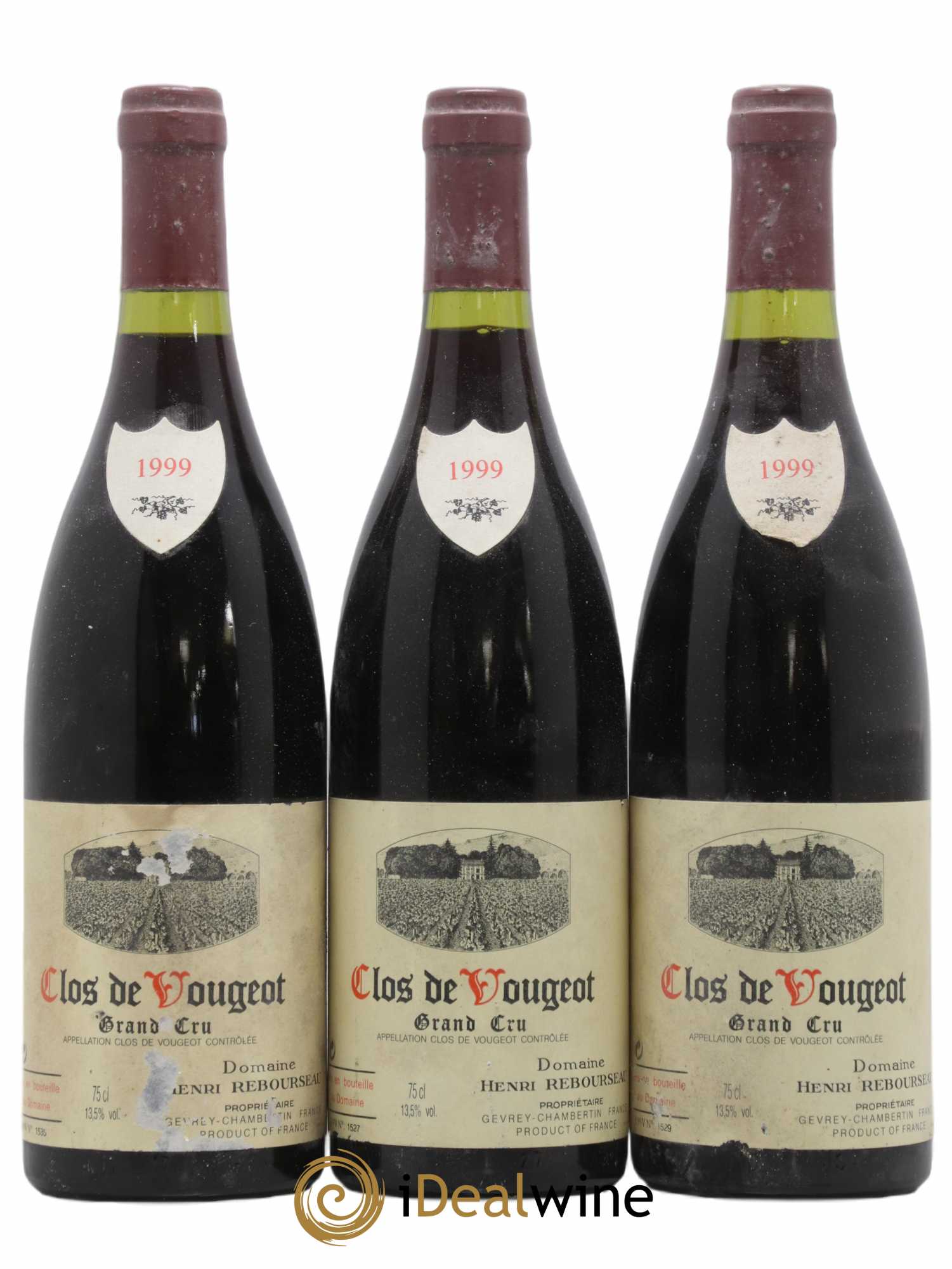 Clos de Vougeot Grand Cru Henri Rebourseau (Domaine) 1999 - Lot de 3 bouteilles - 0