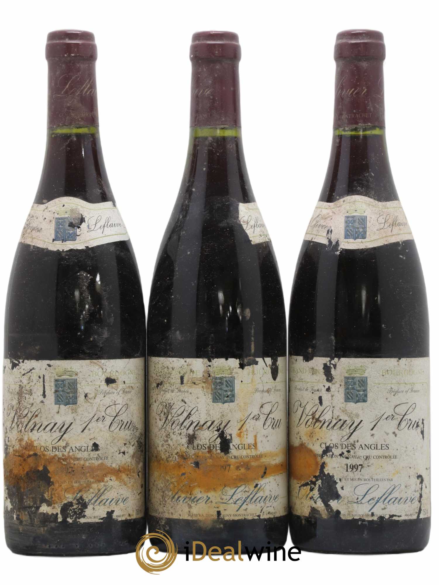 Volnay 1er Cru Clos des Angles Olivier Leflaive 1997 - Lot of 3 bottles - 0