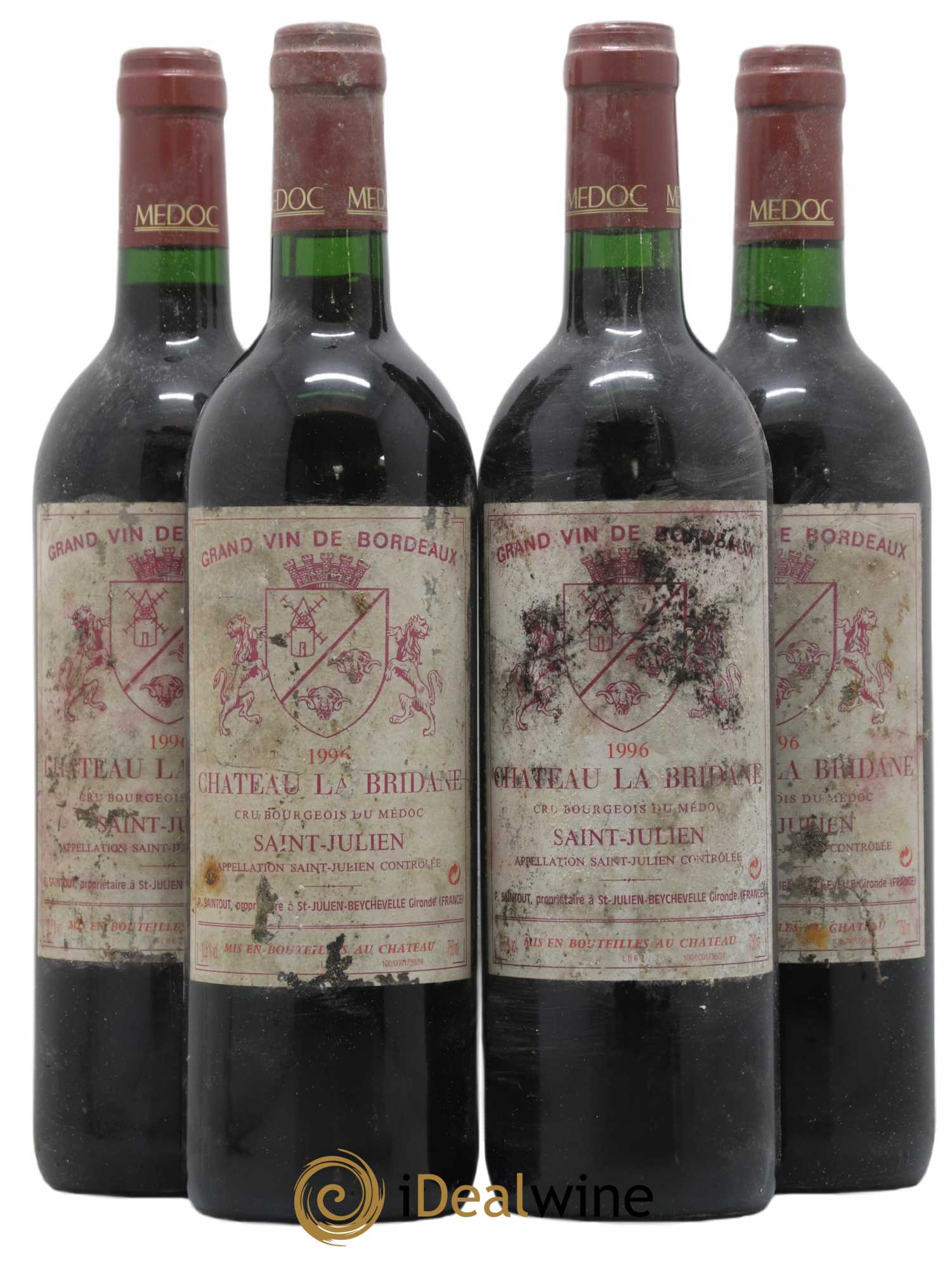 Château la Bridane Cru Bourgeois 1996 - Lot de 4 bouteilles - 0