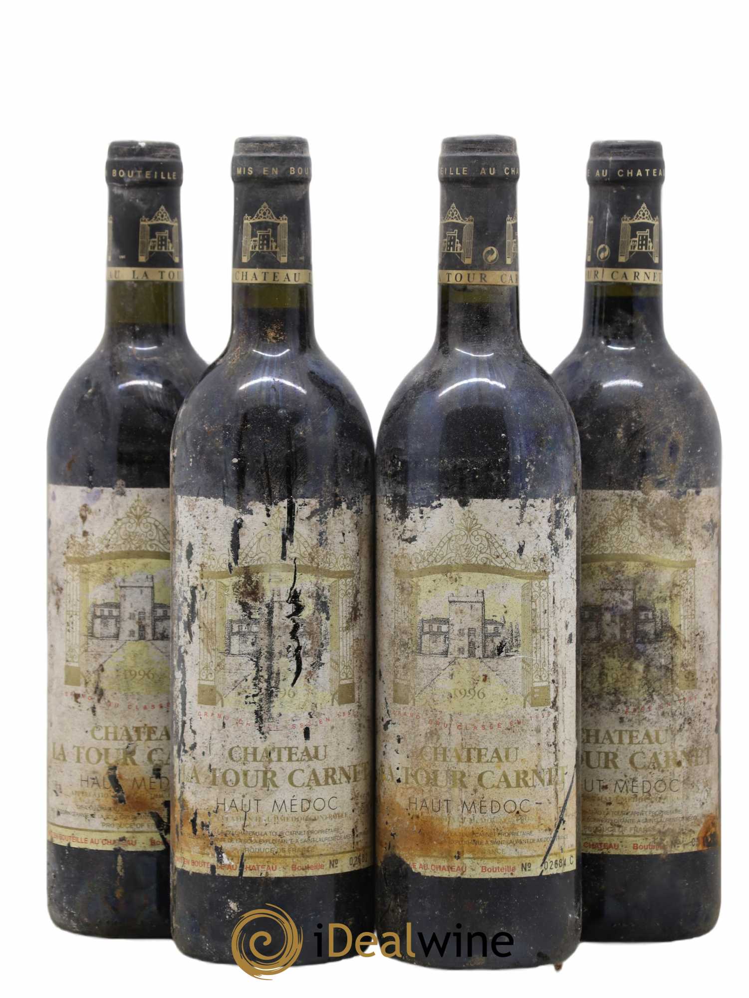 Château la Tour Carnet 4ème Grand Cru Classé 1996 - Lot de 4 bouteilles - 0