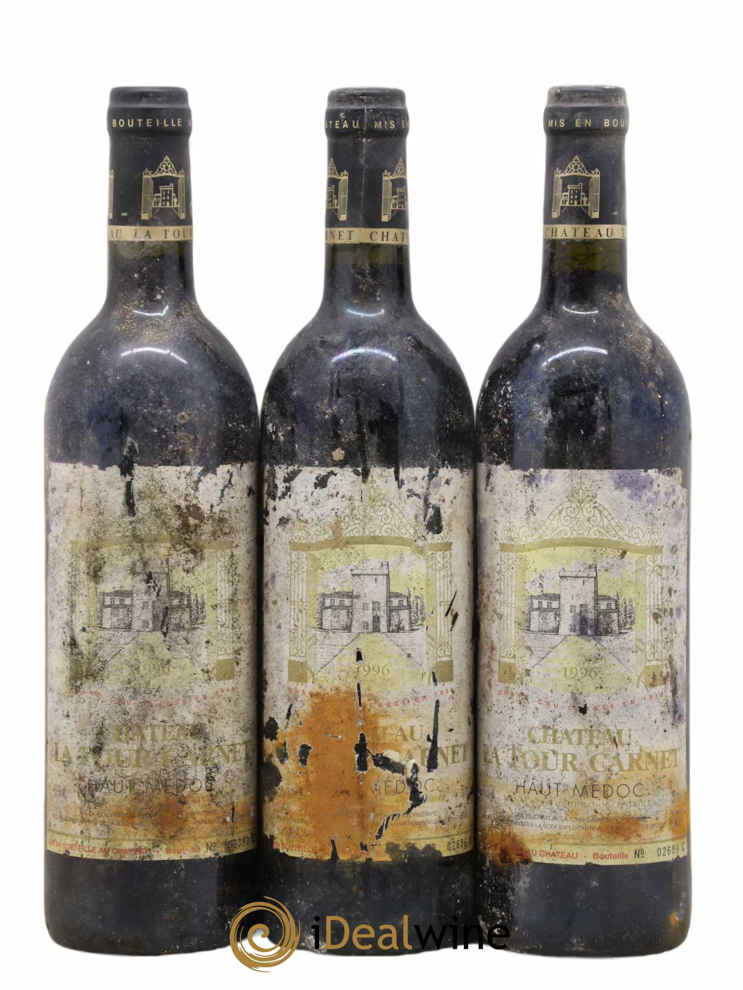 Château la Tour Carnet 4ème Grand Cru Classé 1996 - Lot de 3 bouteilles - 0