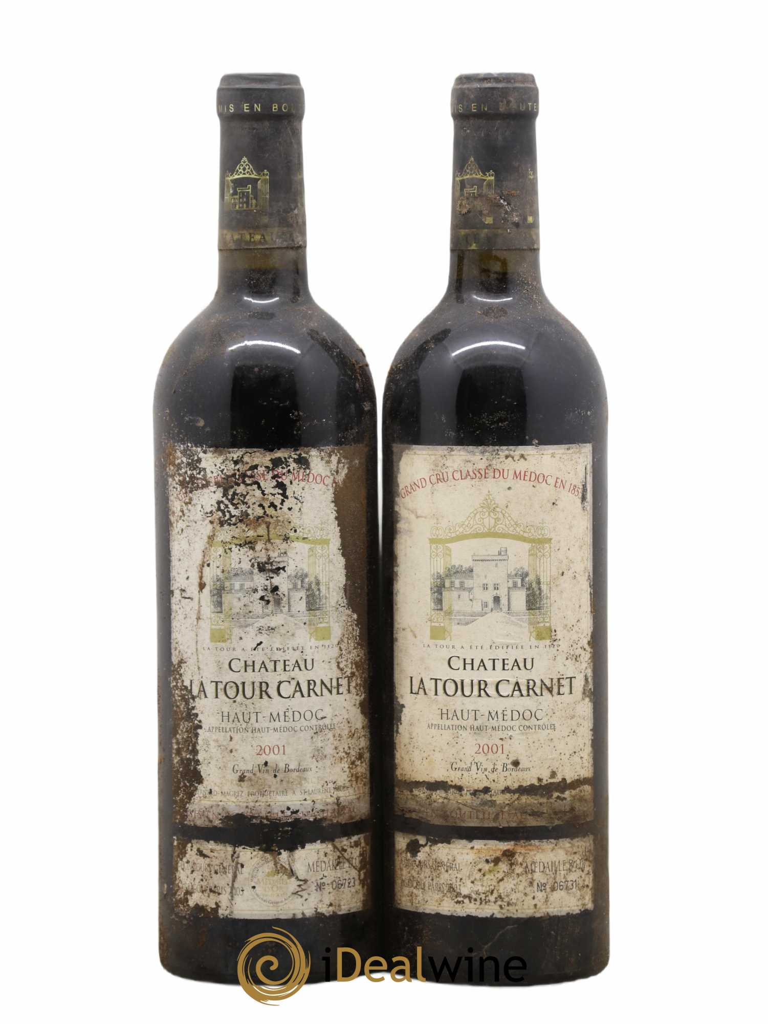 Château la Tour Carnet 4ème Grand Cru Classé 2001 - Lot de 2 bouteilles - 0