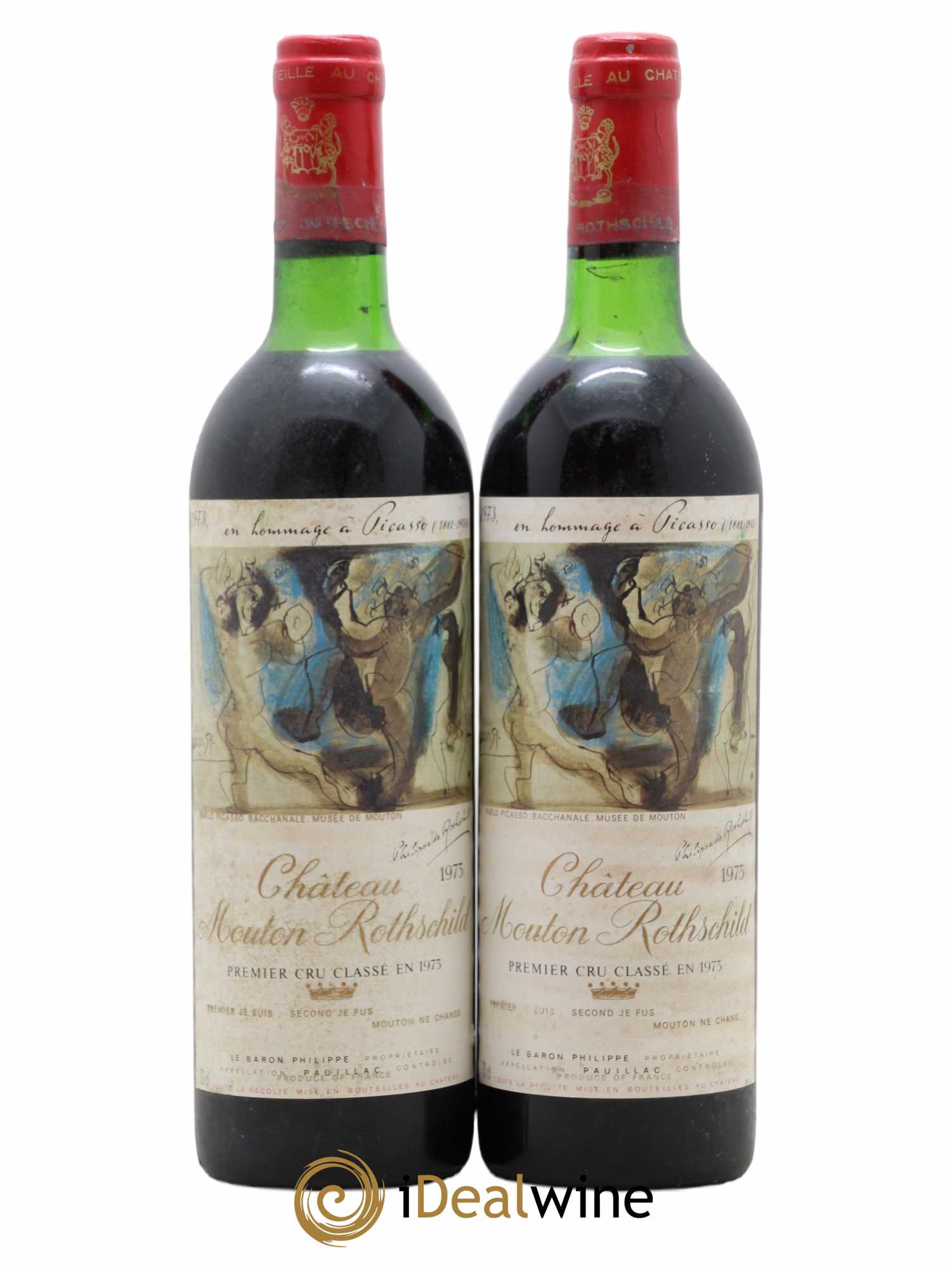Château Mouton Rothschild 1er Grand Cru Classé 1973 - Lot de 2 bouteilles - 0