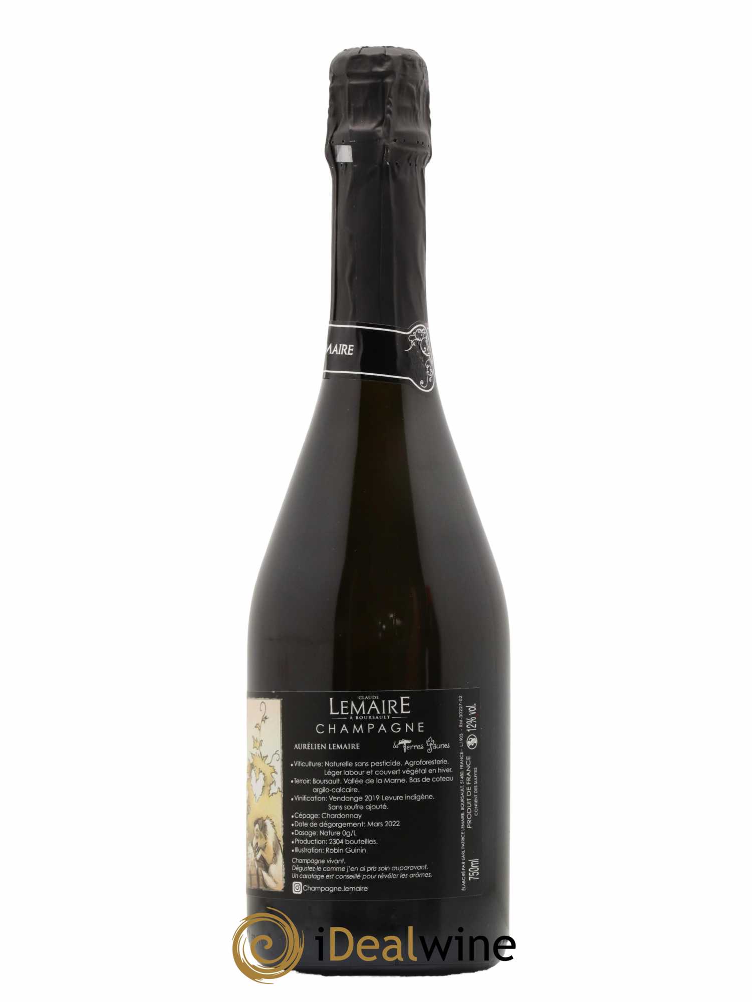 Champagne Les Terres Jaunes Aurélien Lemaire 2019 - Lot de 1 bouteille - 1