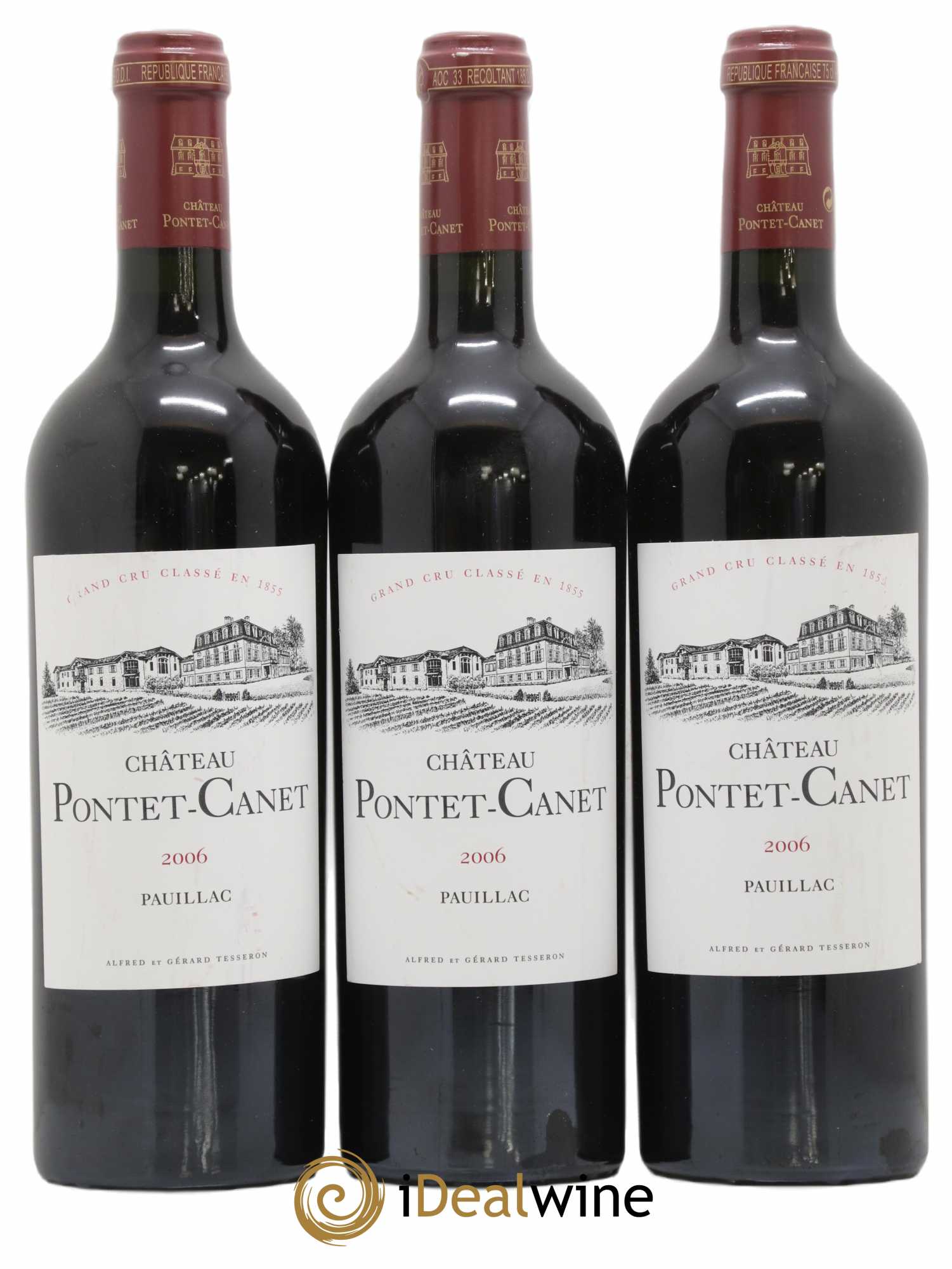 Château Pontet Canet 5ème Grand Cru Classé 2006 - Lot de 3 bouteilles - 0