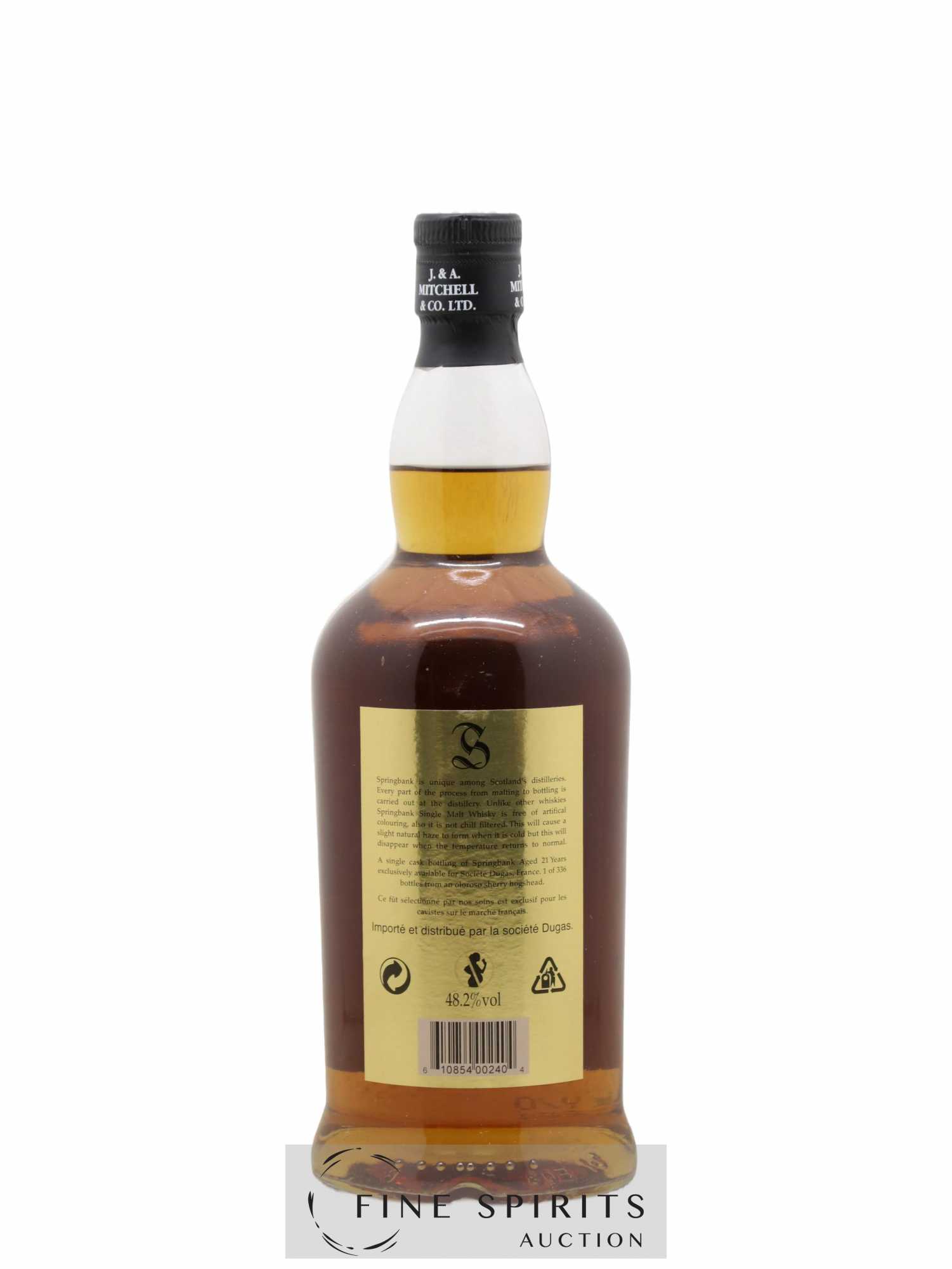 Springbank 21 years Of. Single Cask One of 336 Dugas Exclusivité - Lot of 1 bottle - 2