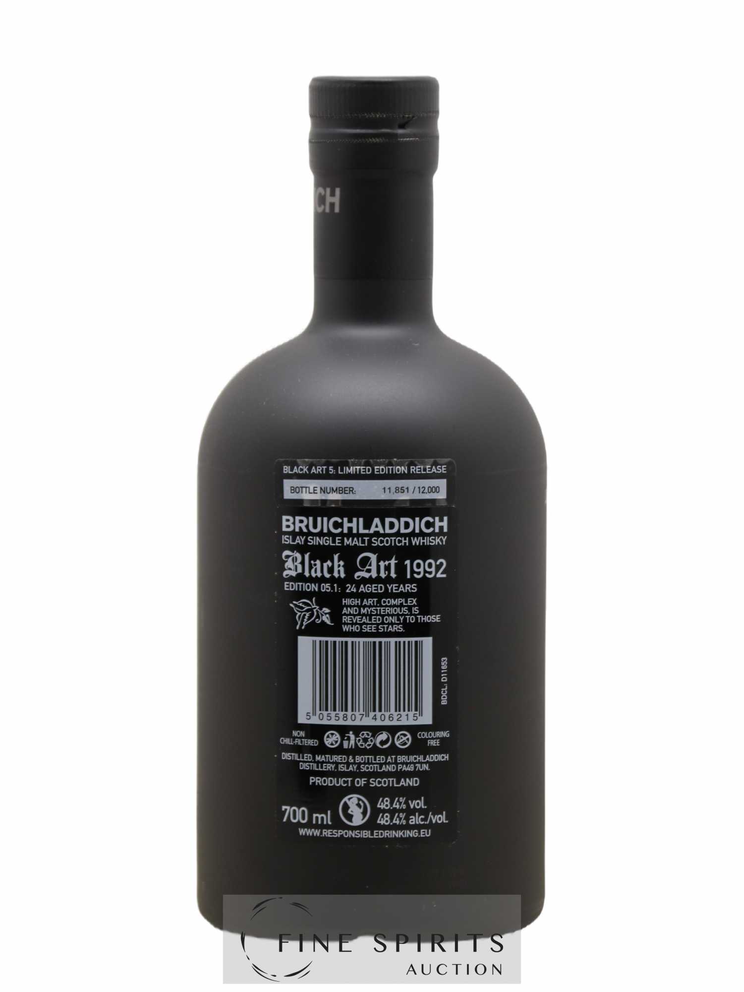 Bruichladdich 24 years 1992 Of. Black Art Edition 05.1 One of 12000 Unpeated - Lot de 1 bouteille - 2