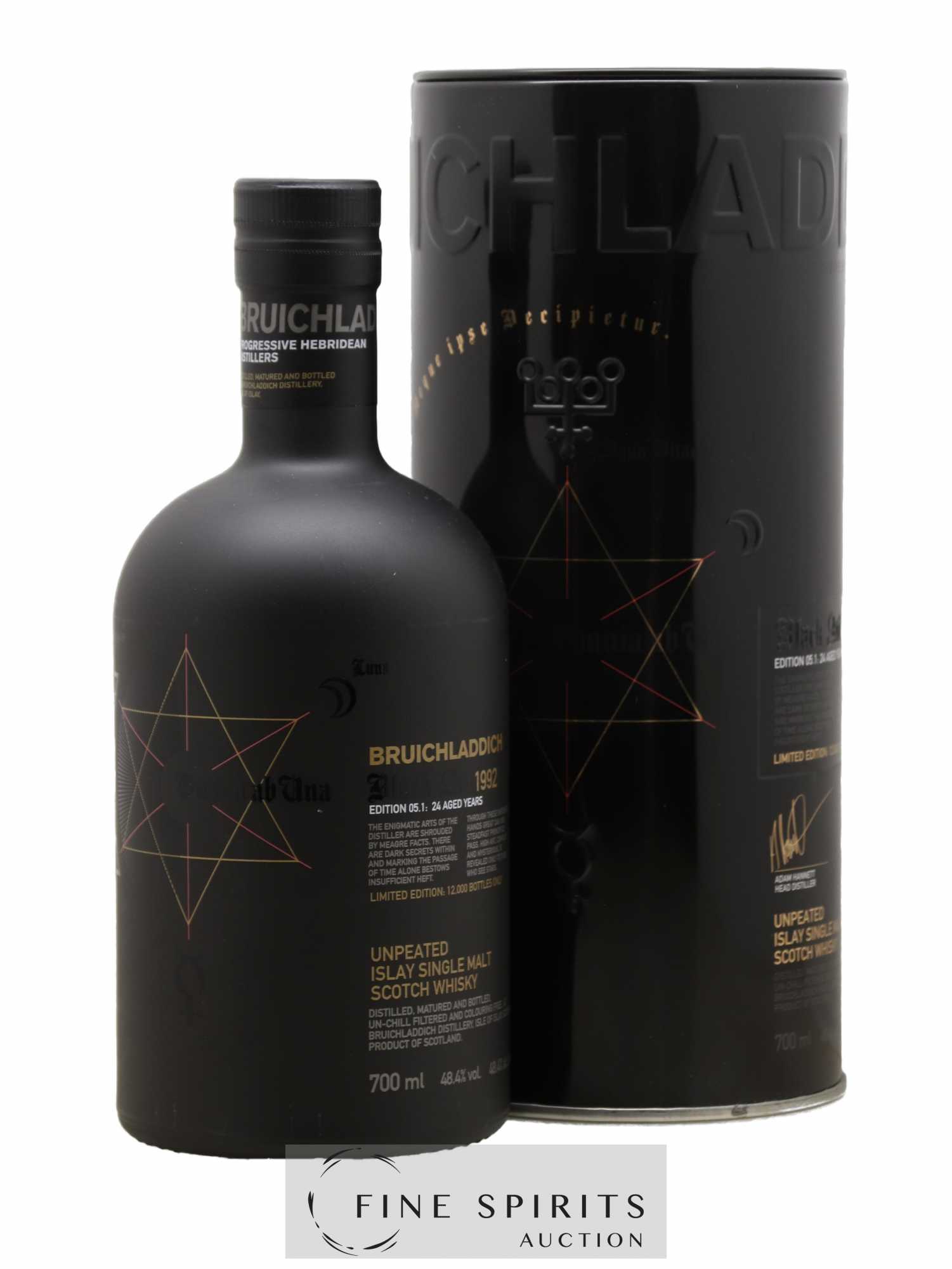 Bruichladdich 24 years 1992 Of. Black Art Edition 05.1 One of 12000 Unpeated - Lot de 1 bouteille - 0