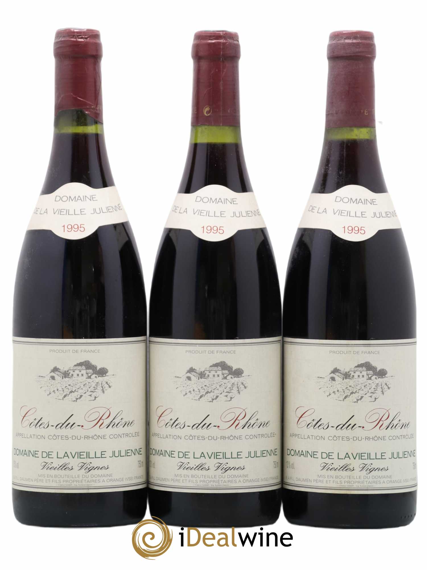 Côtes-du-Rhône Vieilles Vignes Domaine De La Vieille Julienne 1995 - Posten von 3 Flaschen - 0