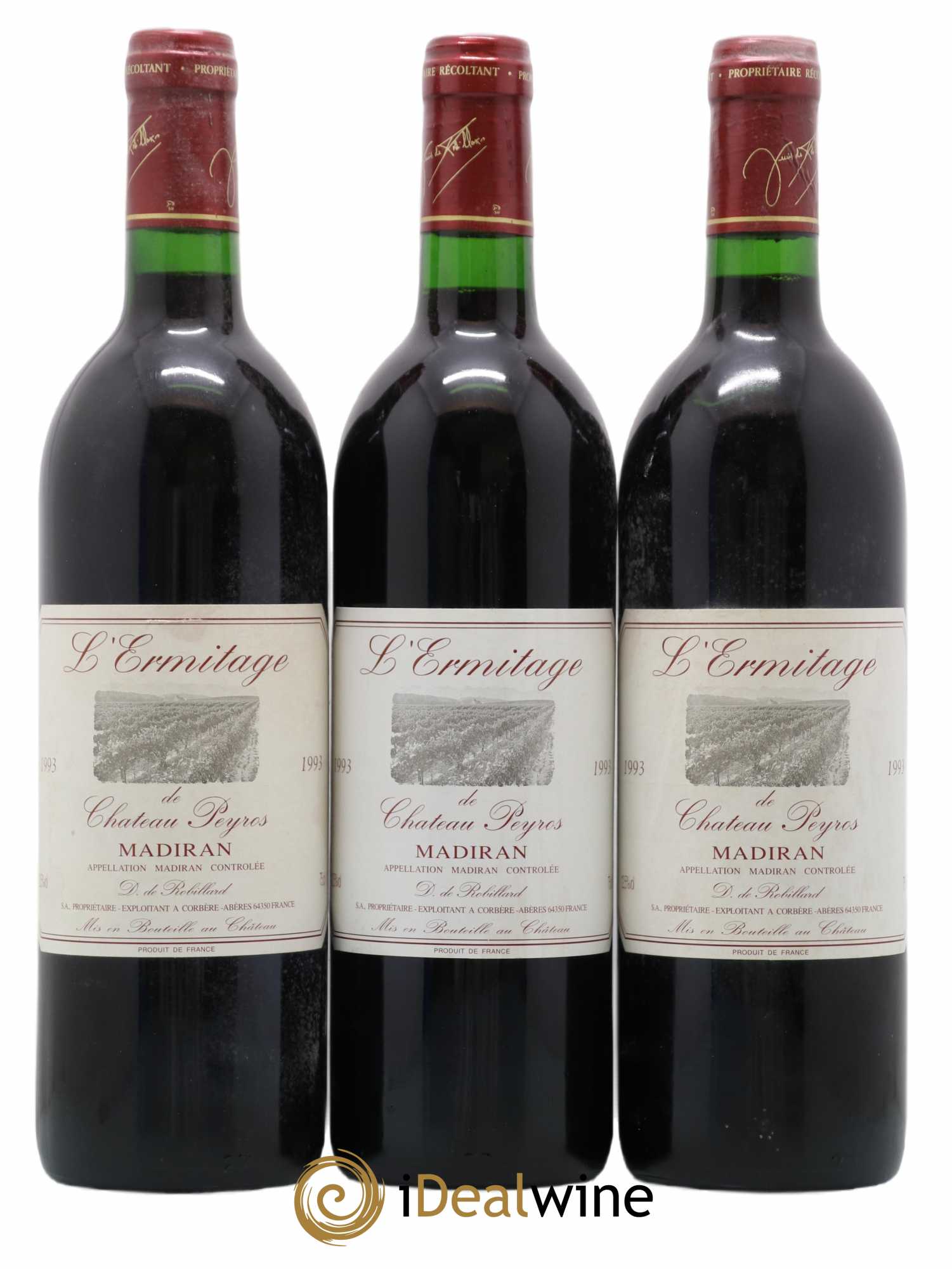 Madiran Hermitage de château Peyros 1993 - Posten von 3 Flaschen - 0