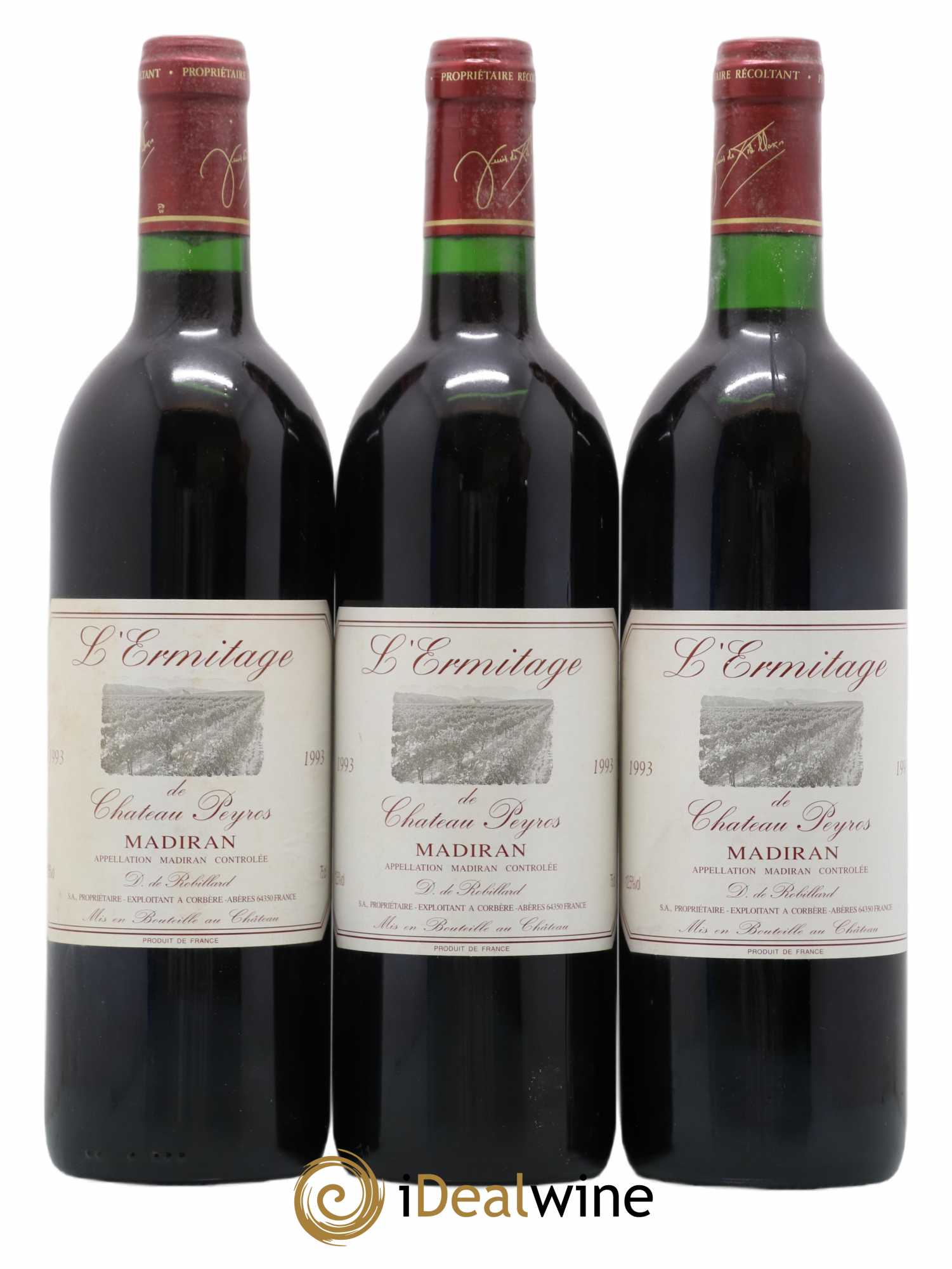 Madiran Hermitage de château Peyros 1993 - Posten von 3 Flaschen - 0