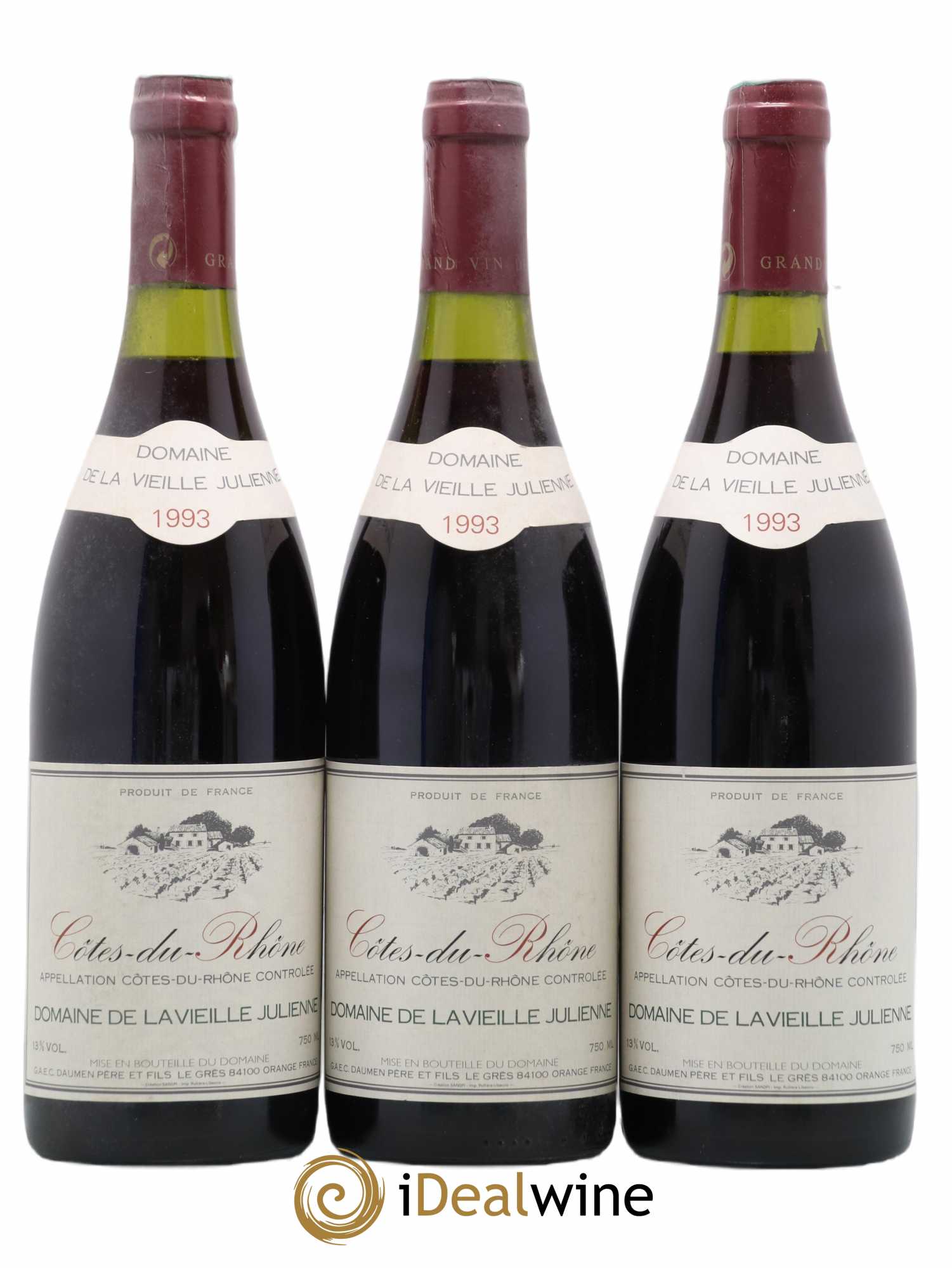 Côtes-du-Rhône Domaine De La Vieille Julienne 1993 - Posten von 3 Flaschen - 0
