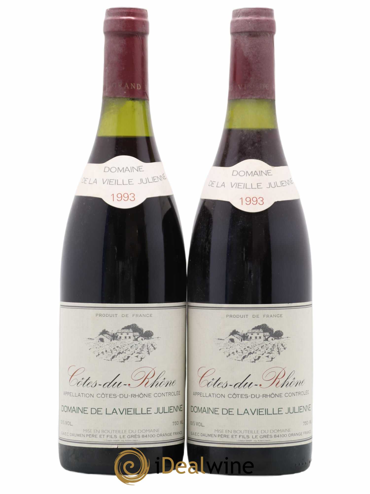 Côtes-du-Rhône Domaine De La Vieille Julienne 1993 - Posten von 2 Flaschen - 0