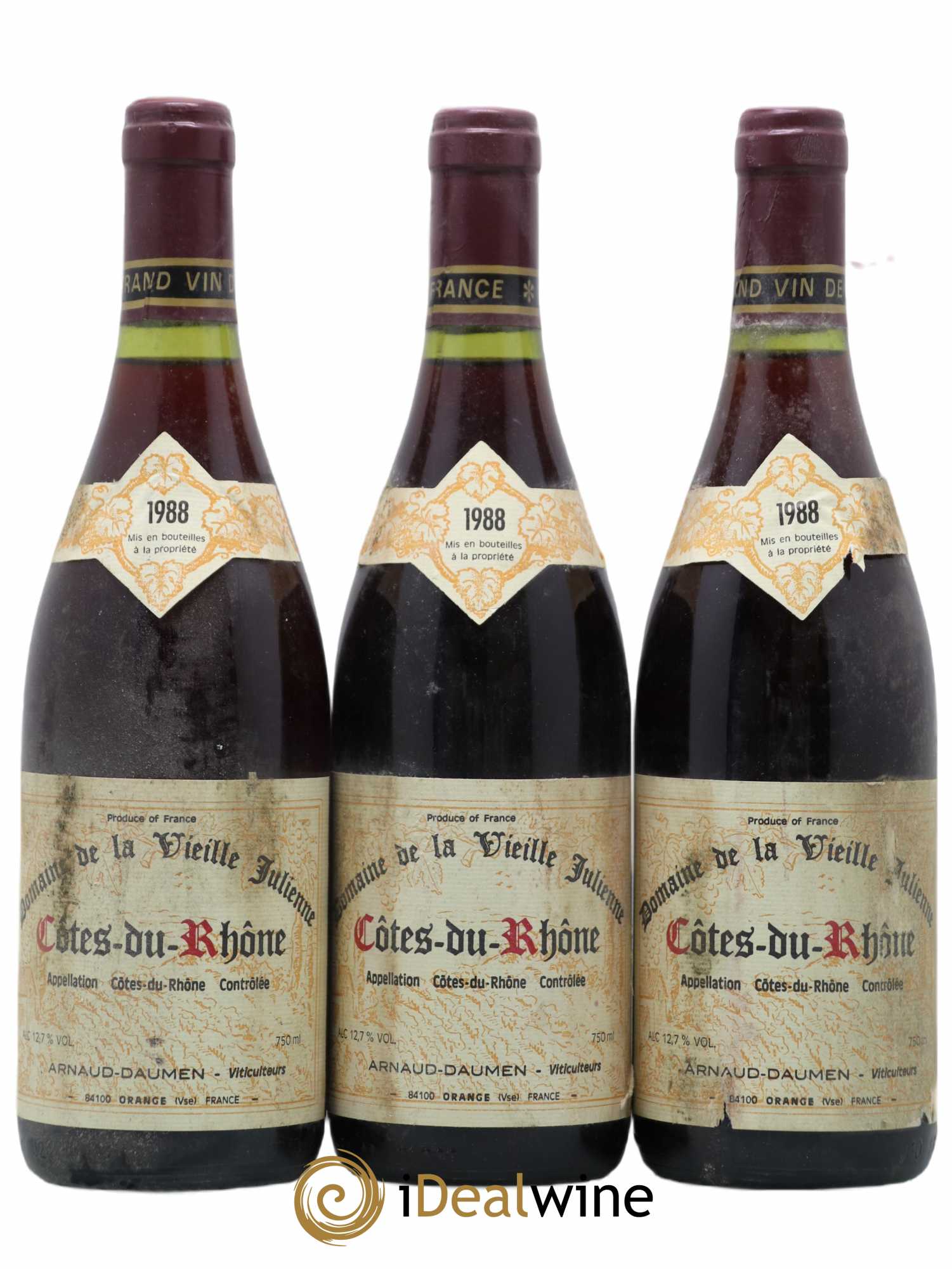 Côtes-du-Rhône Domaine De La Vieille Julienne 1988 - Posten von 3 Flaschen - 0