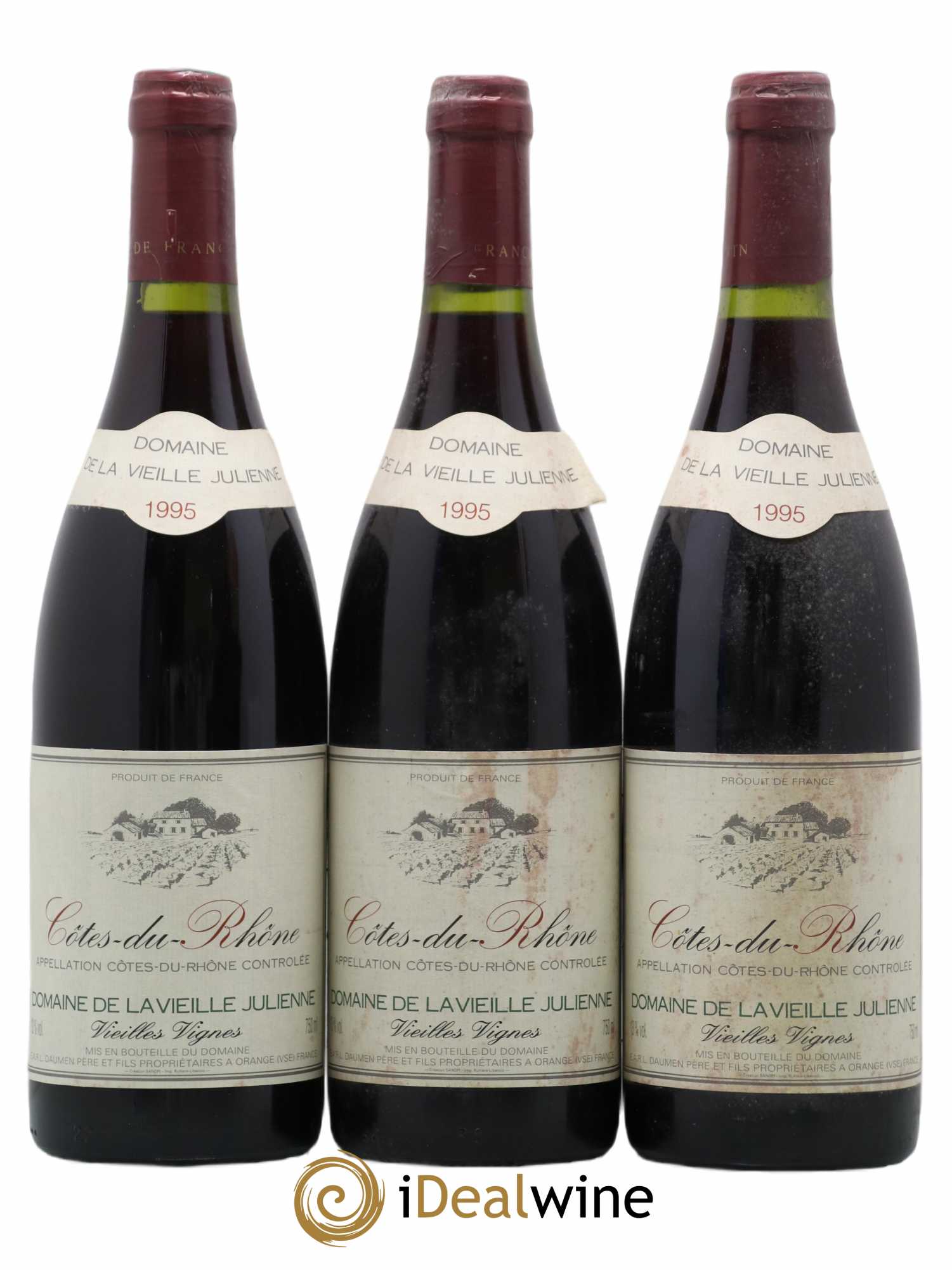 Côtes-du-Rhône Vieilles Vignes Domaine De La Vieille Julienne 1995 - Posten von 3 Flaschen - 0