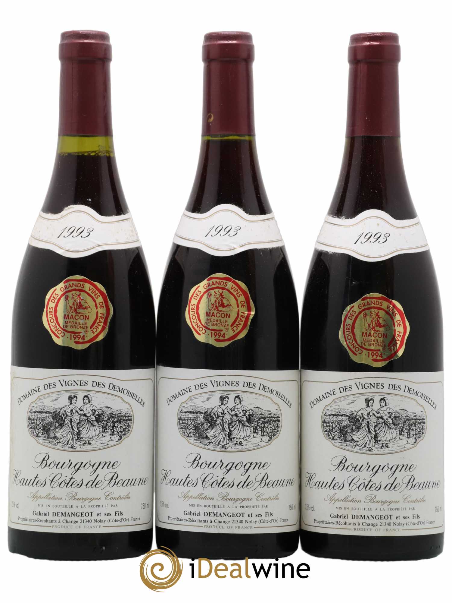 Hautes-Côtes de Beaune Domaine Des Vignes Des Demoiselles - Demangeot 1993 - Posten von 3 Flaschen - 0