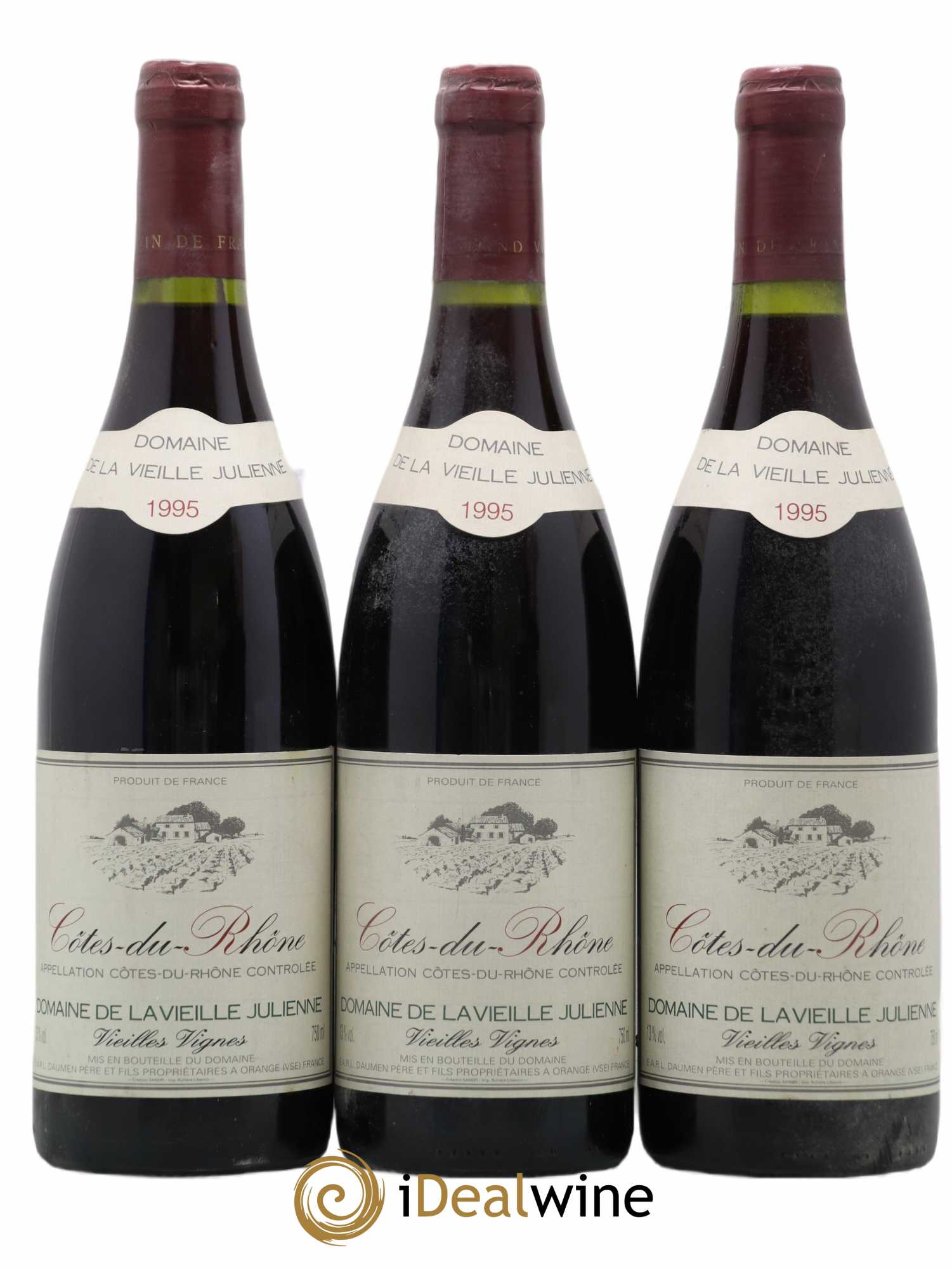 Côtes-du-Rhône Vieilles Vignes Domaine De La Vieille Julienne 1995 - Posten von 3 Flaschen - 0