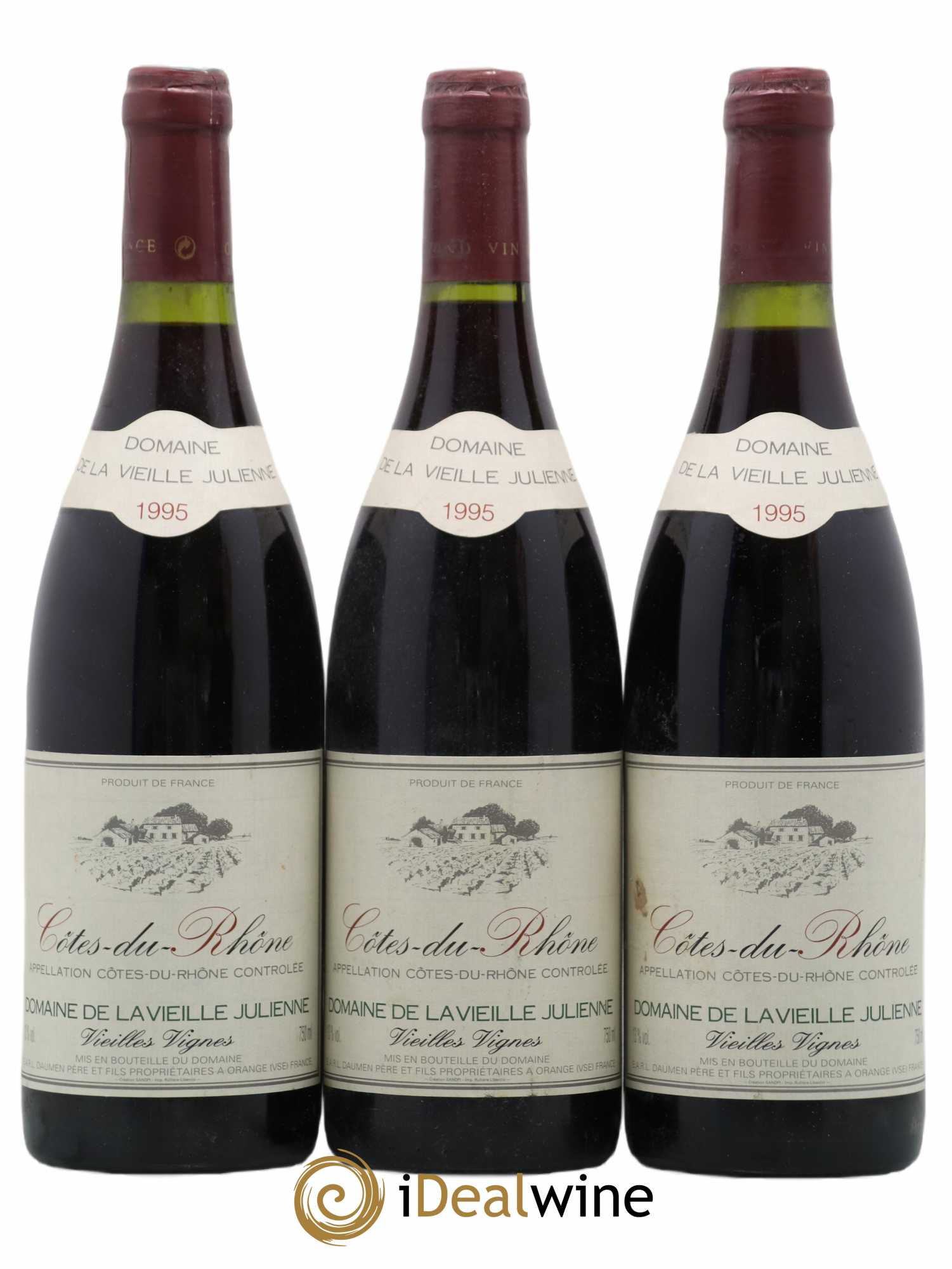 Côtes-du-Rhône Vieilles Vignes Domaine De La Vieille Julienne 1995 - Posten von 3 Flaschen - 0