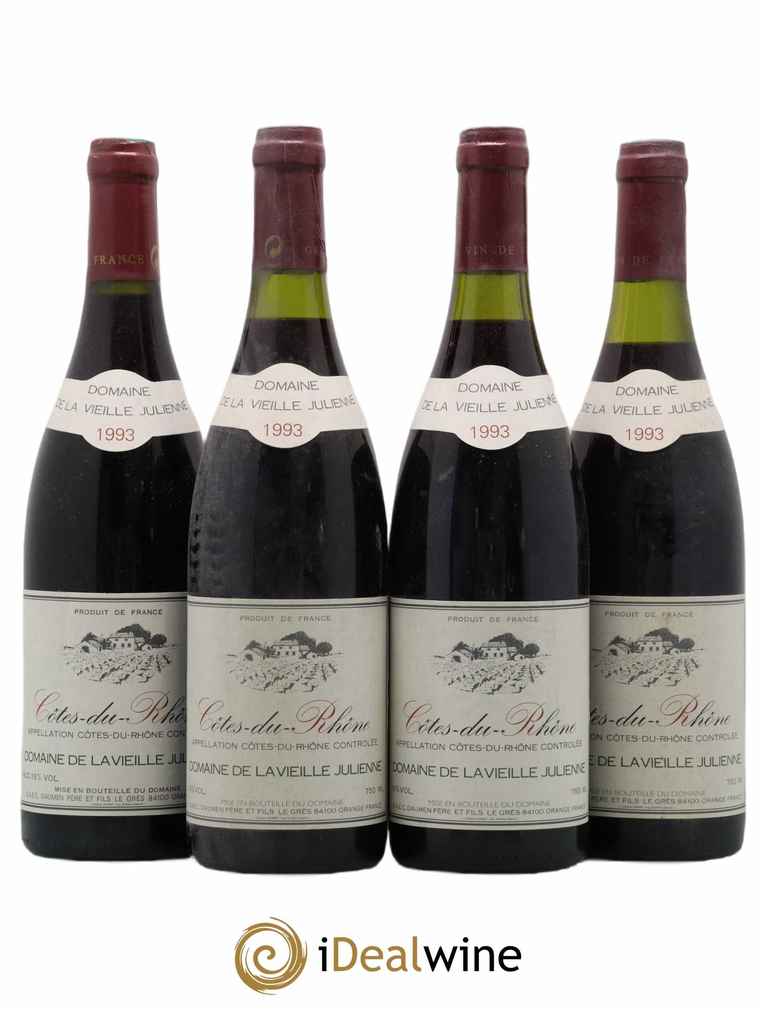 Côtes-du-Rhône Domaine De La Vieille Julienne 1993 - Posten von 4 Flaschen - 0