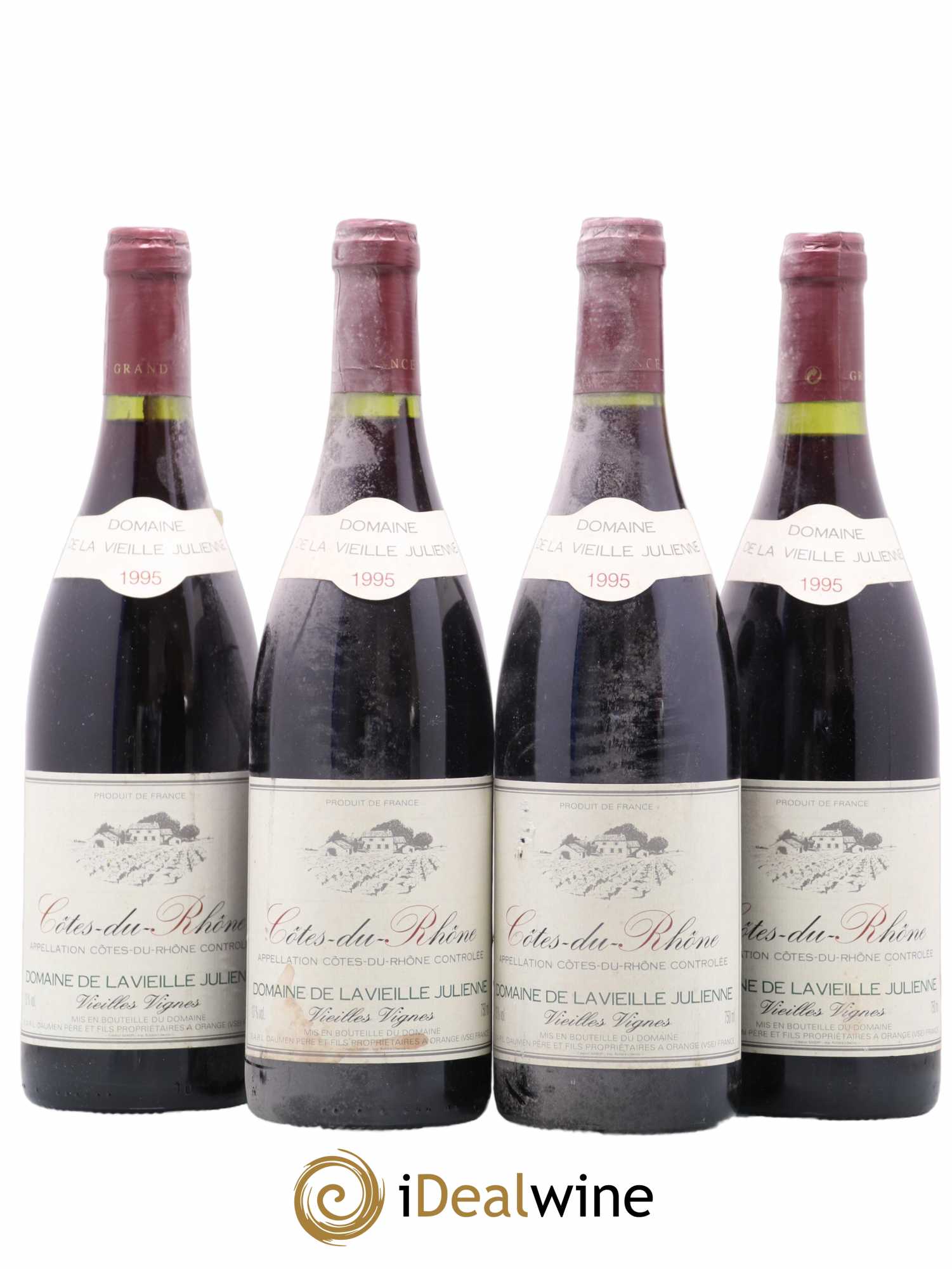 Côtes-du-Rhône Vieille Vigne Domaine De La Vieille Julienne 1995 - Posten von 4 Flaschen - 0