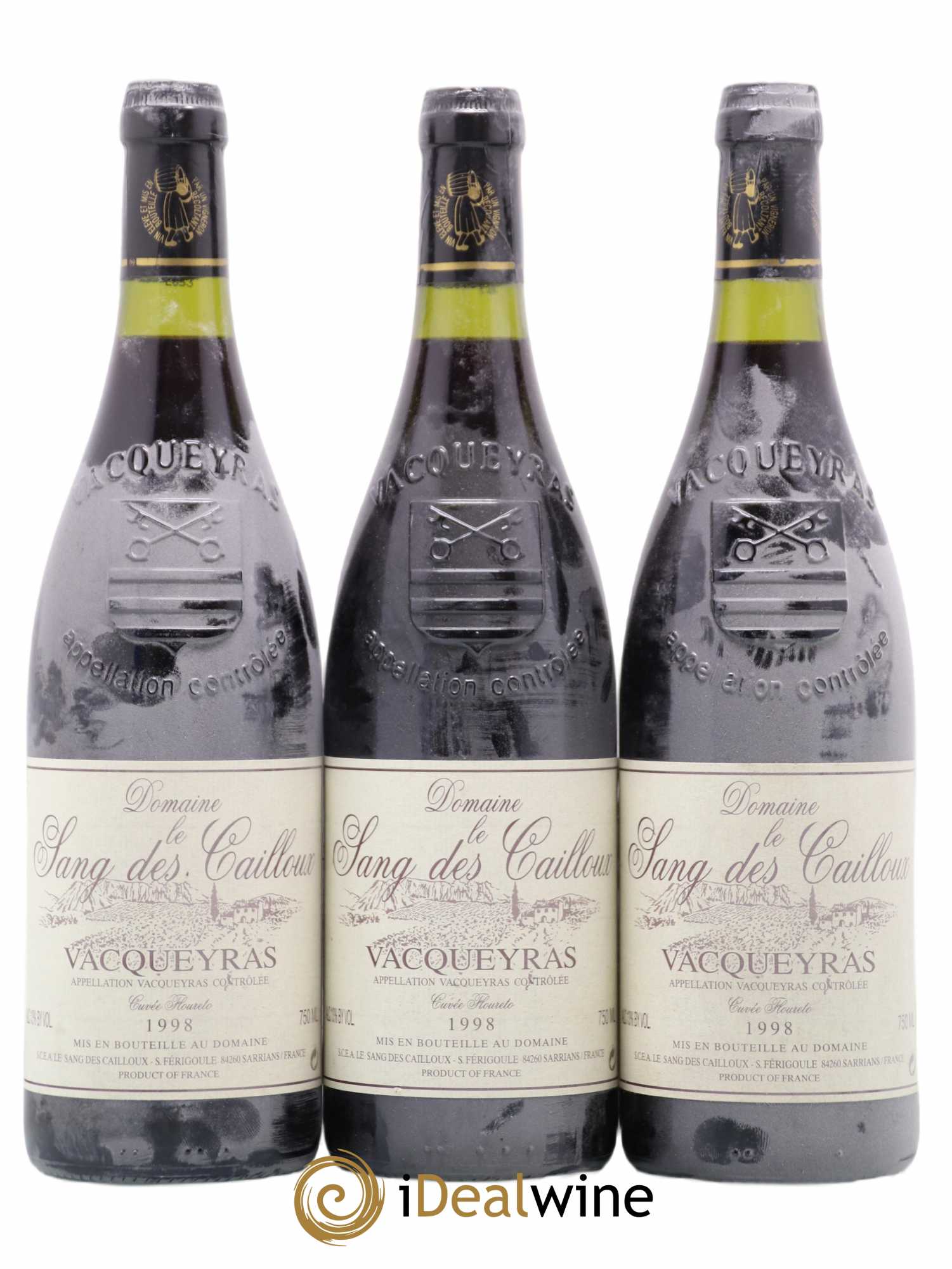 Vacqueyras Floureto Le Sang des Cailloux 1998 - Lot de 3 bouteilles - 0