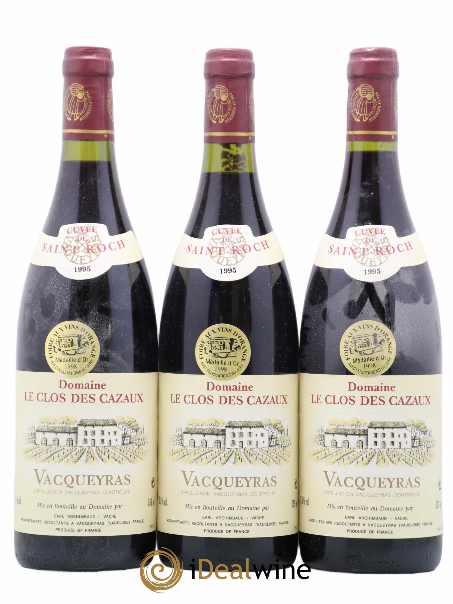 Vacqueyras Domaine Le Clos Des Cazaux Cuvee de Saint Roch 1995 - Posten von 3 Flaschen - 0