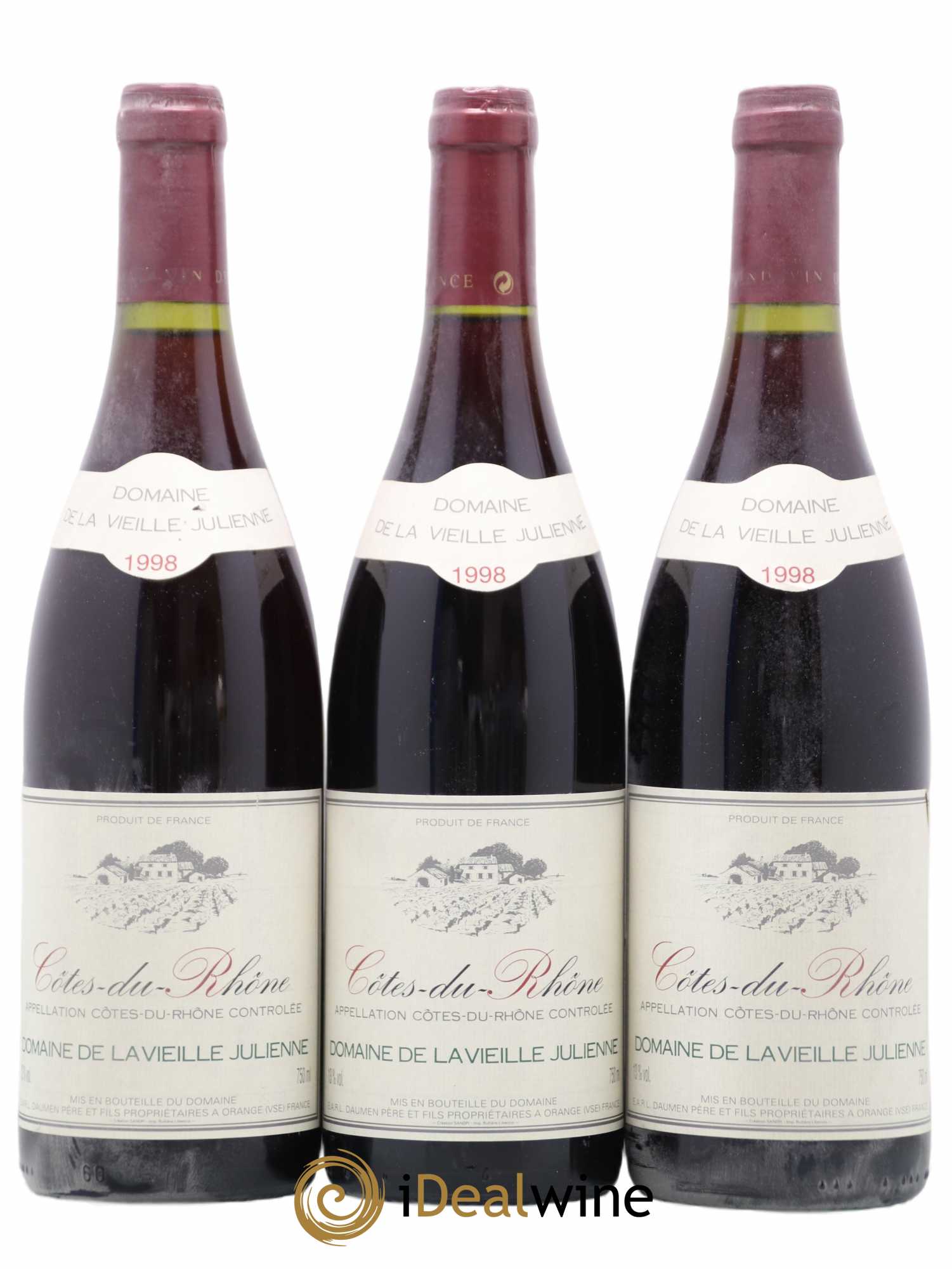 Côtes-du-Rhône Domaine De La Vieille Julienne 1998 - Posten von 3 Flaschen - 0