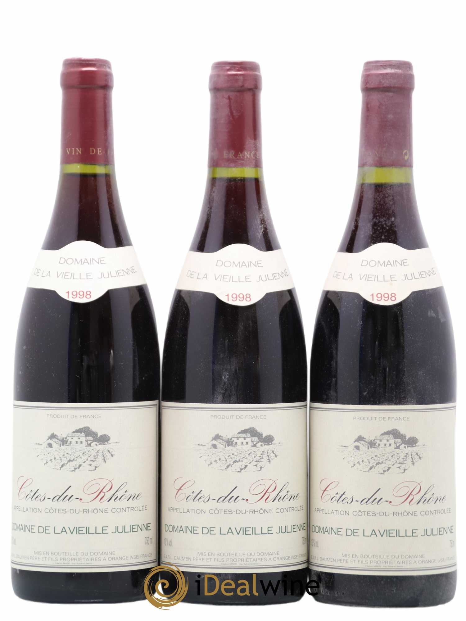 Côtes-du-Rhône Domaine De La Vieille Julienne 1998 - Posten von 3 Flaschen - 0