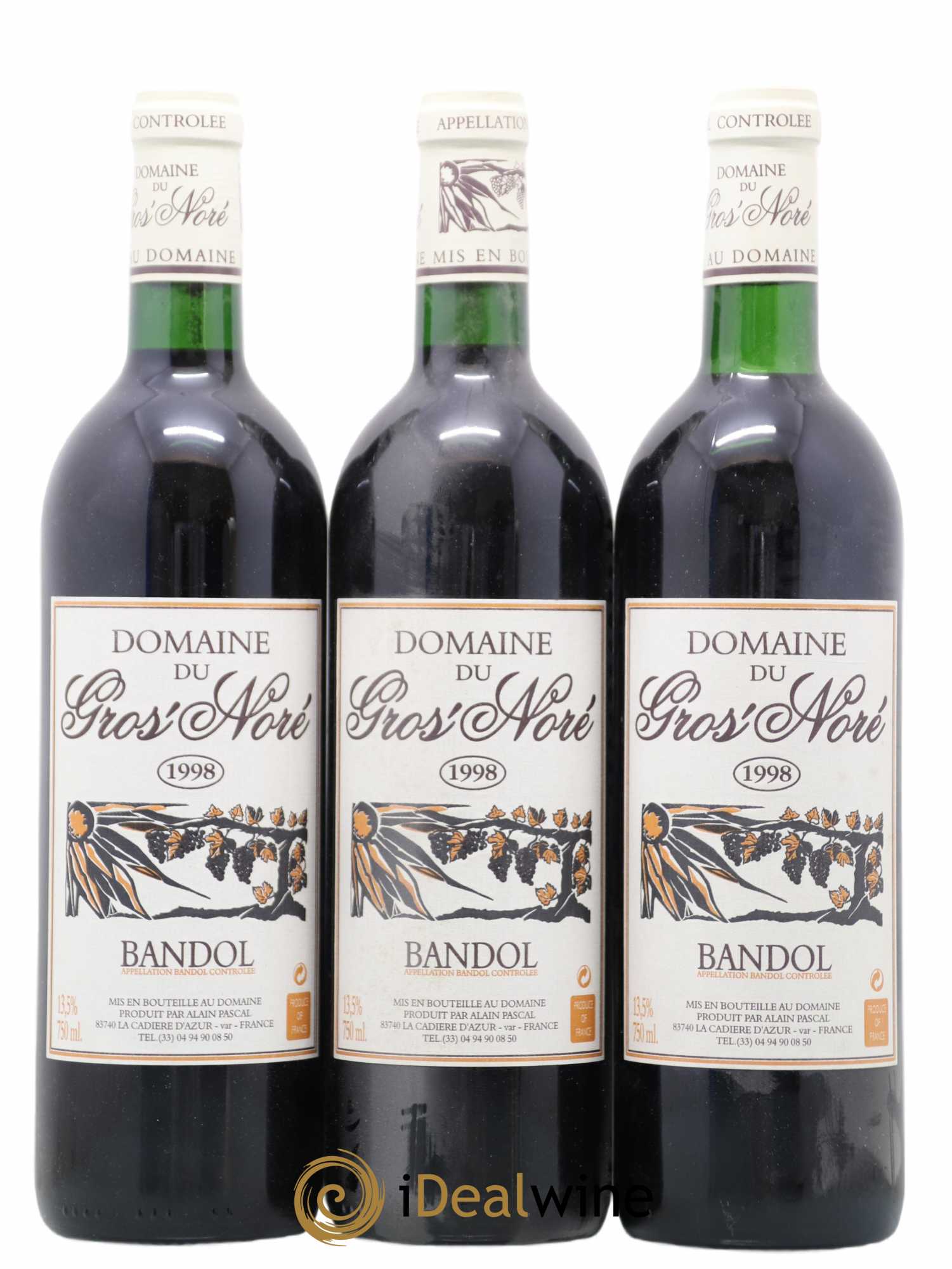 Bandol Gros Noré (Domaine du) Alain Pascal 1998 - Lot de 3 bouteilles - 0