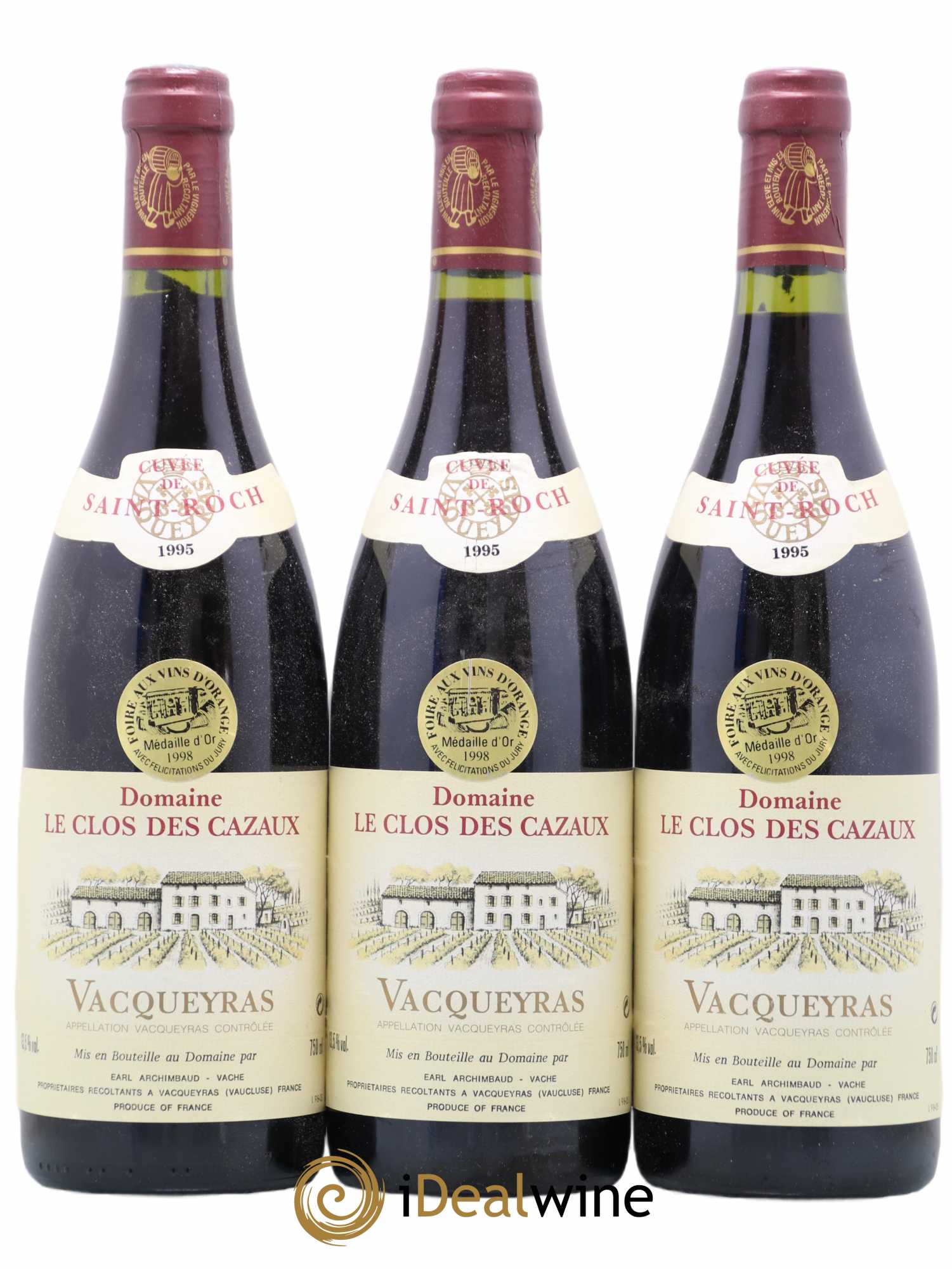 Vacqueyras Vacqueyras Domaine Le Clos des Cazaux Cuvée de Saint Roch 1995 - Posten von 3 Flaschen - 0