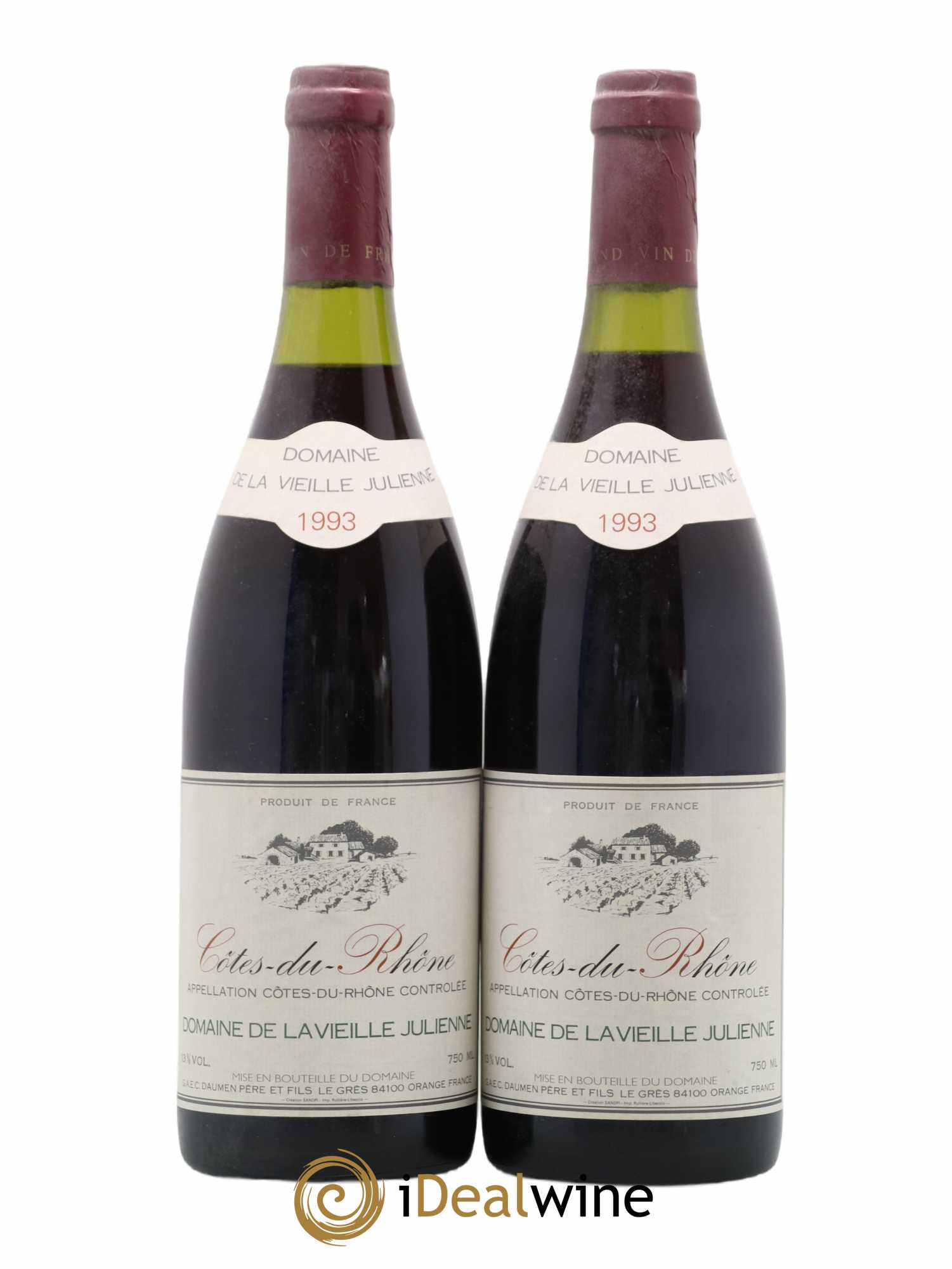 Côtes-du-Rhône Domaine De La Vieille Julienne 1993 - Posten von 2 Flaschen - 0