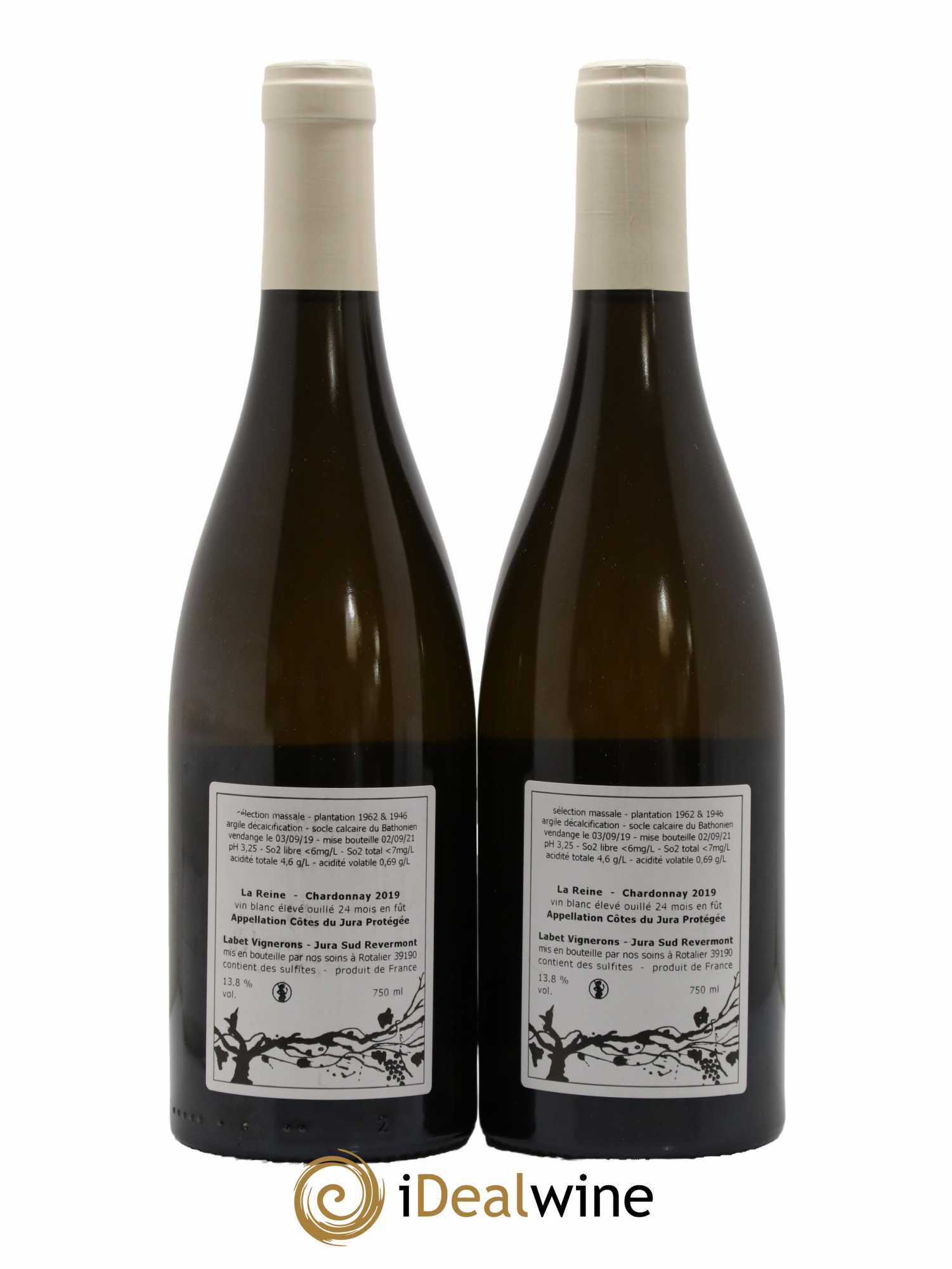 Côtes du Jura Chardonnay La Reine Romain - Julien - Charline Labet 2019 - Lot de 2 bouteilles - 1