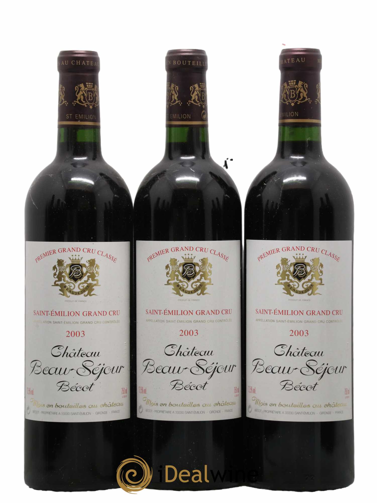 Château Beau-Séjour Bécot 1er Grand Cru Classé B 2003 - Lotto di 12 bottiglie - 2