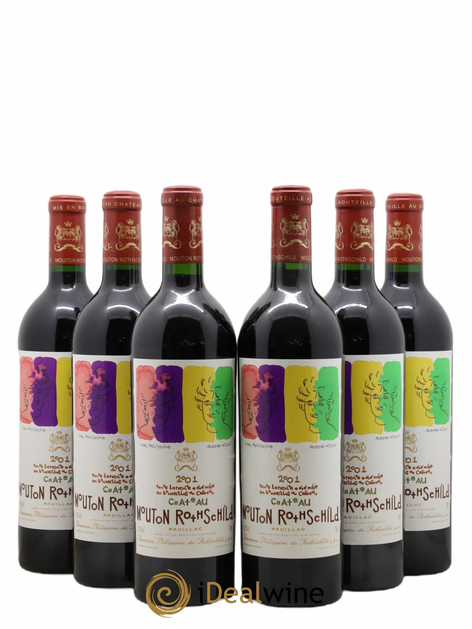 Château Mouton Rothschild 1er Grand Cru Classé 2001 - Lot de 6 bouteilles - 0