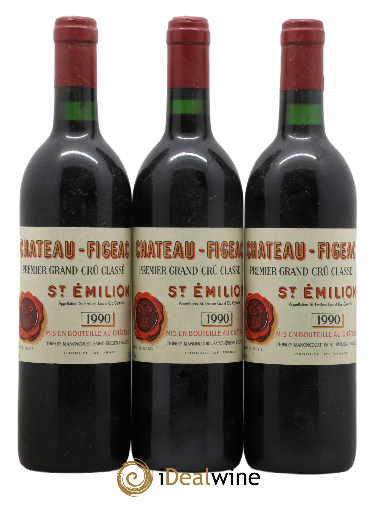 Château Figeac 1er Grand Cru Classé A 1990 - Lot of 3 bottles - 0