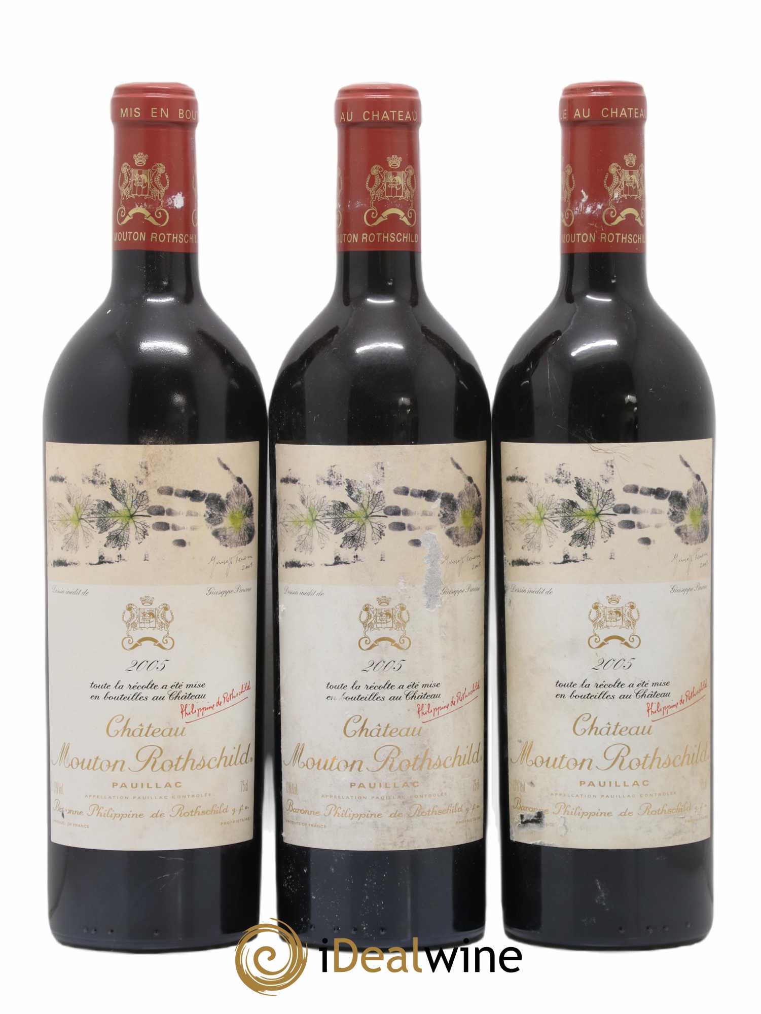 Château Mouton Rothschild 1er Grand Cru Classé 2005 - Lot de 3 bouteilles - 0