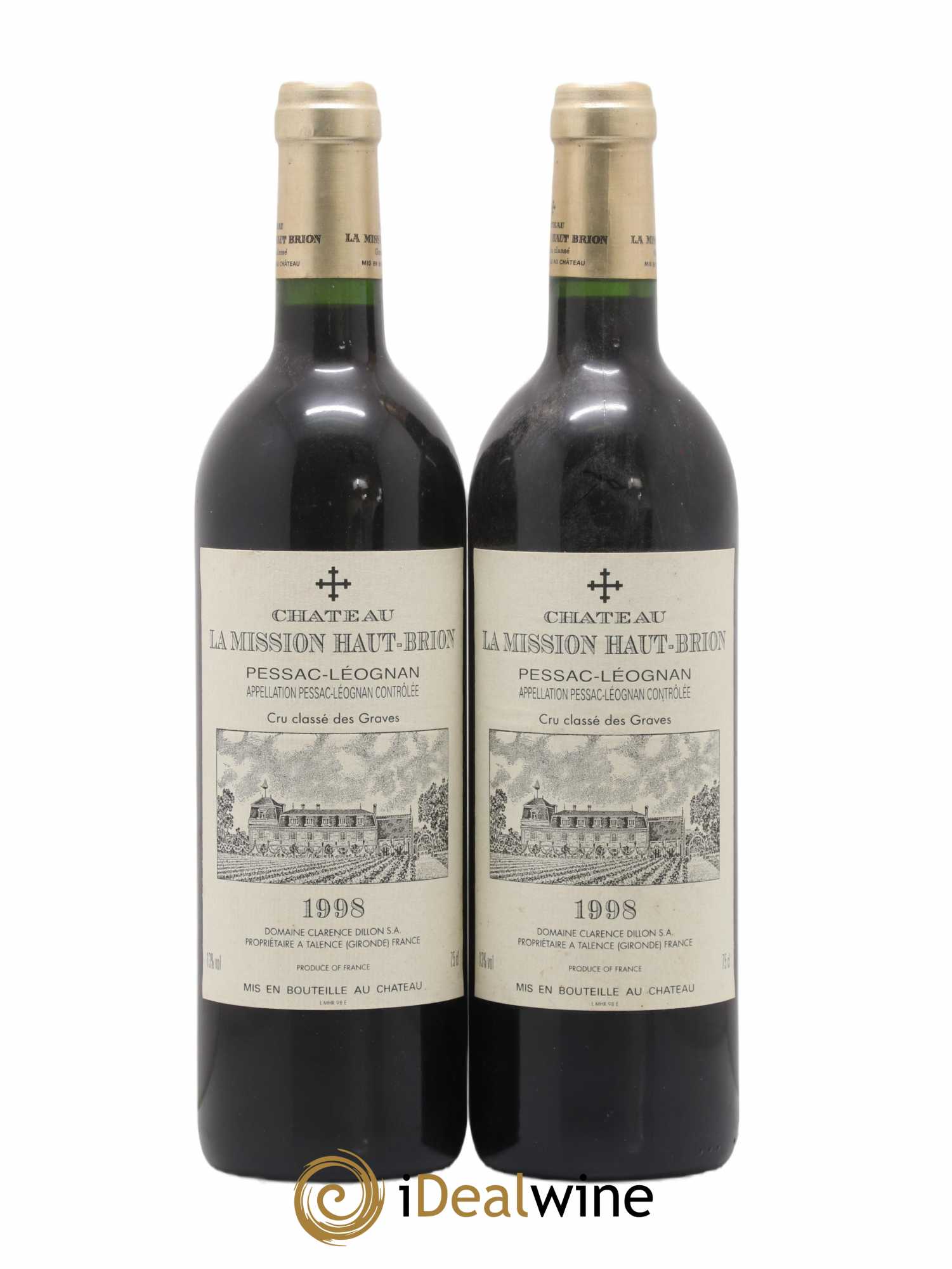 Château la Mission Haut-Brion Cru Classé de Graves 1998 - Lot de 2 bouteilles - 0