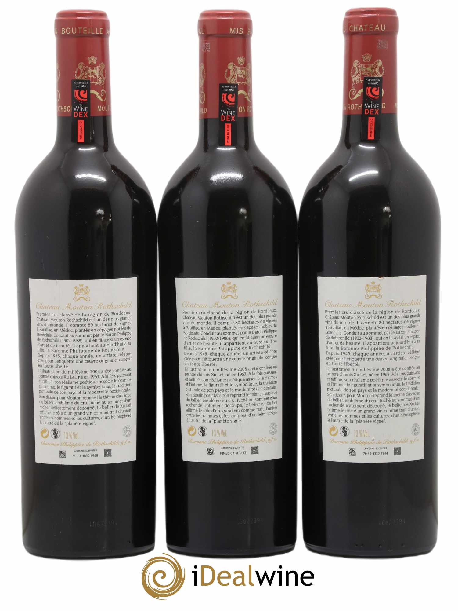 Château Mouton Rothschild 1er Grand Cru Classé 2008 - Lot de 3 bouteilles - 1
