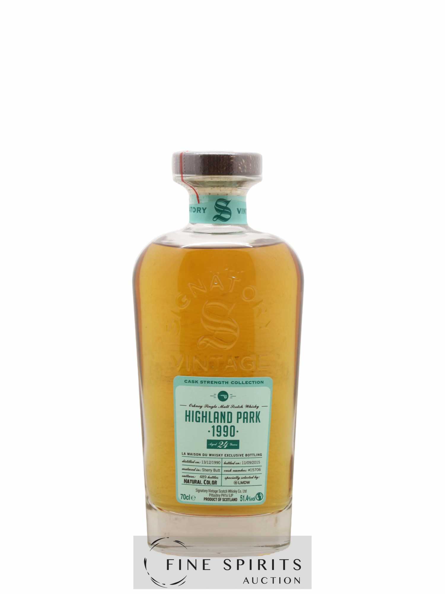 Highland Park 24 years 1990 Signatory Vintage Cask n°15706 - One of 489 - bottled 2015 LMDW Cask Strength Collection - Lot de 1 bouteille - 1