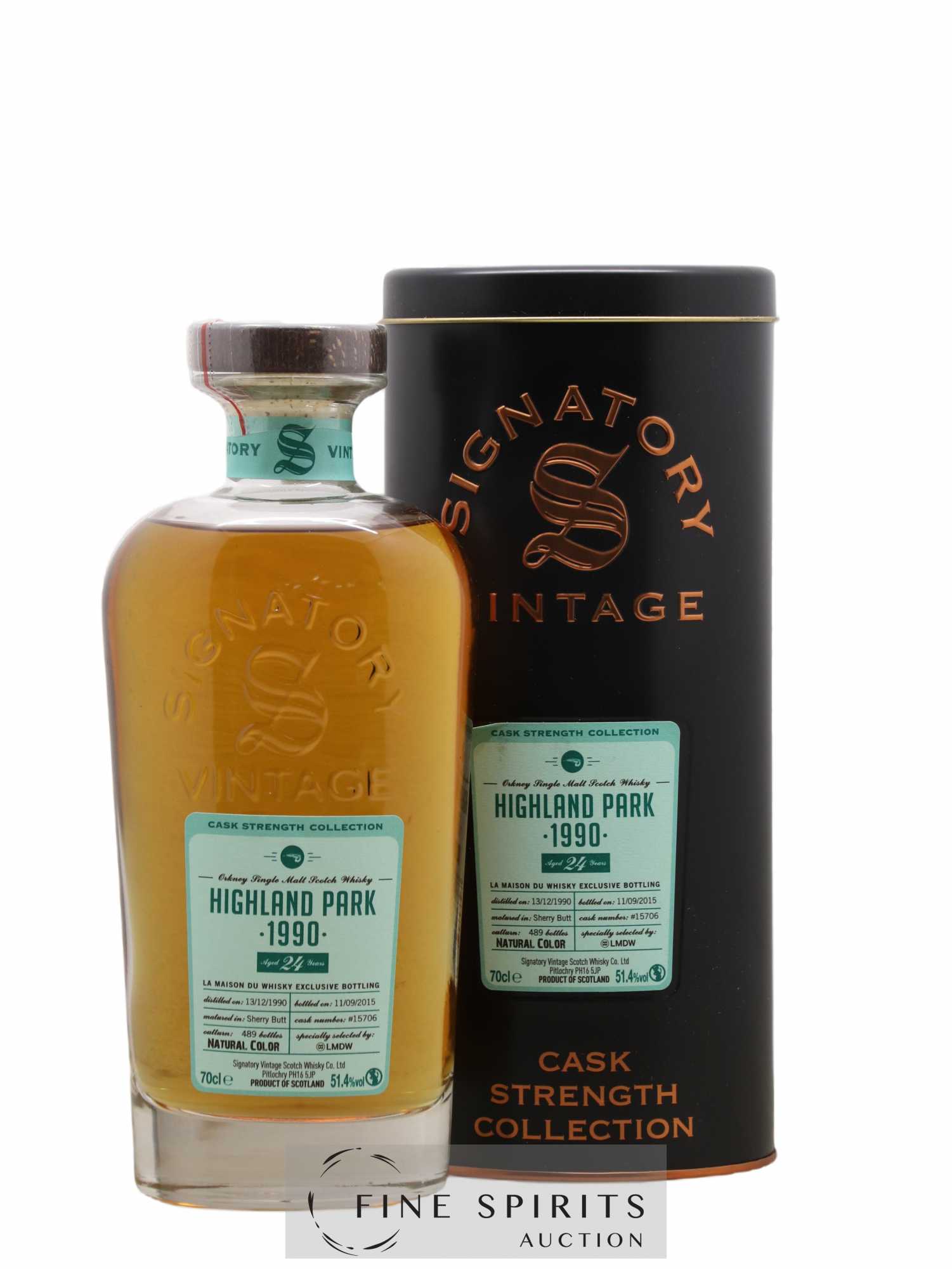 Highland Park 24 years 1990 Signatory Vintage Cask n°15706 - One of 489 - bottled 2015 LMDW Cask Strength Collection - Lot de 1 bouteille - 0