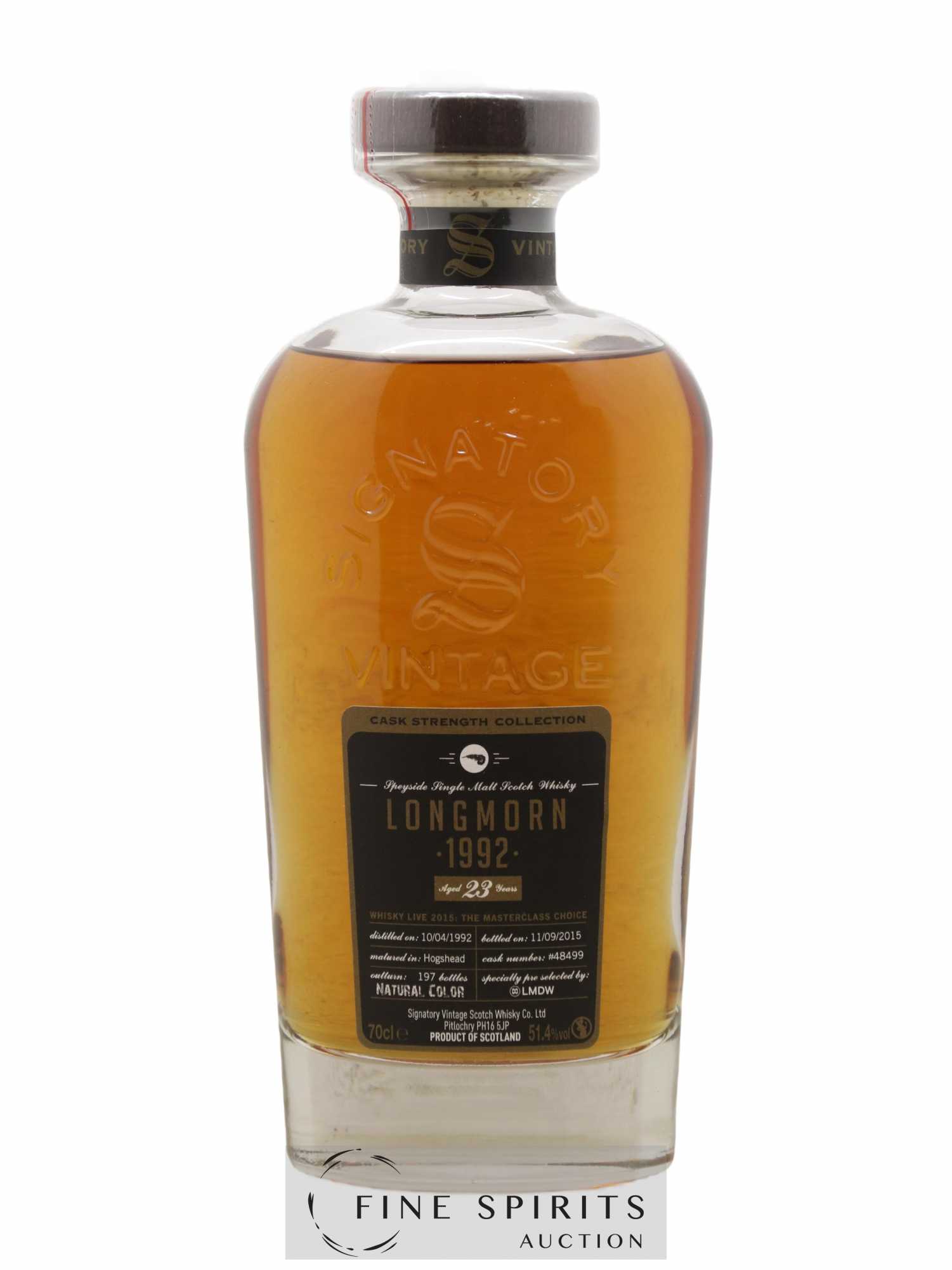 Longmorn 23 years 1992 Signatory Vintage Cask n°48499 - One of 197 - bottled 2015 LMDW Cask Strength Collection - Lot de 1 bouteille - 1