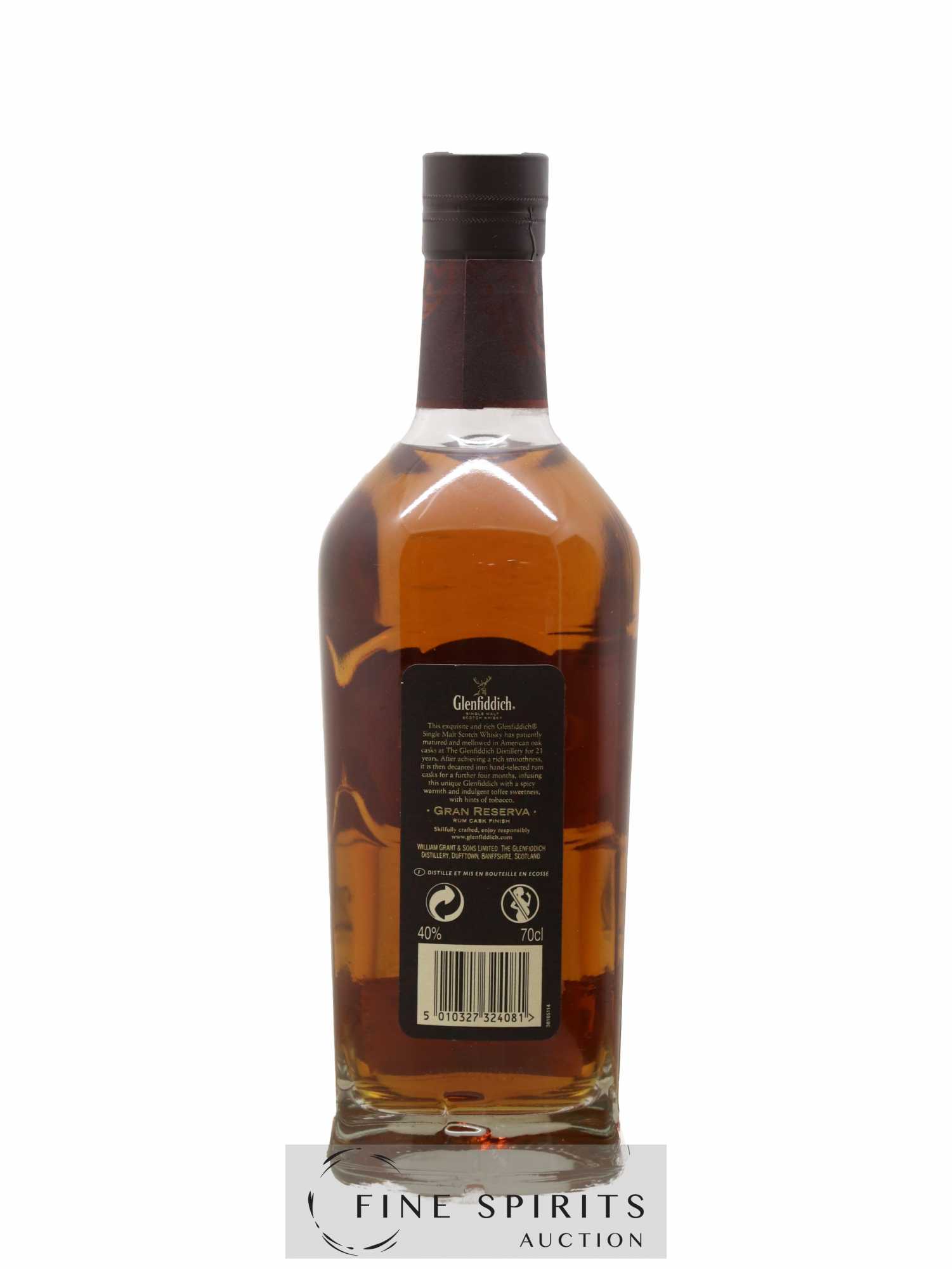 Glenfiddich 21 years Of. Rum Cask Finish - Cask n°36 Gran Reserva - Lot de 1 bouteille - 2