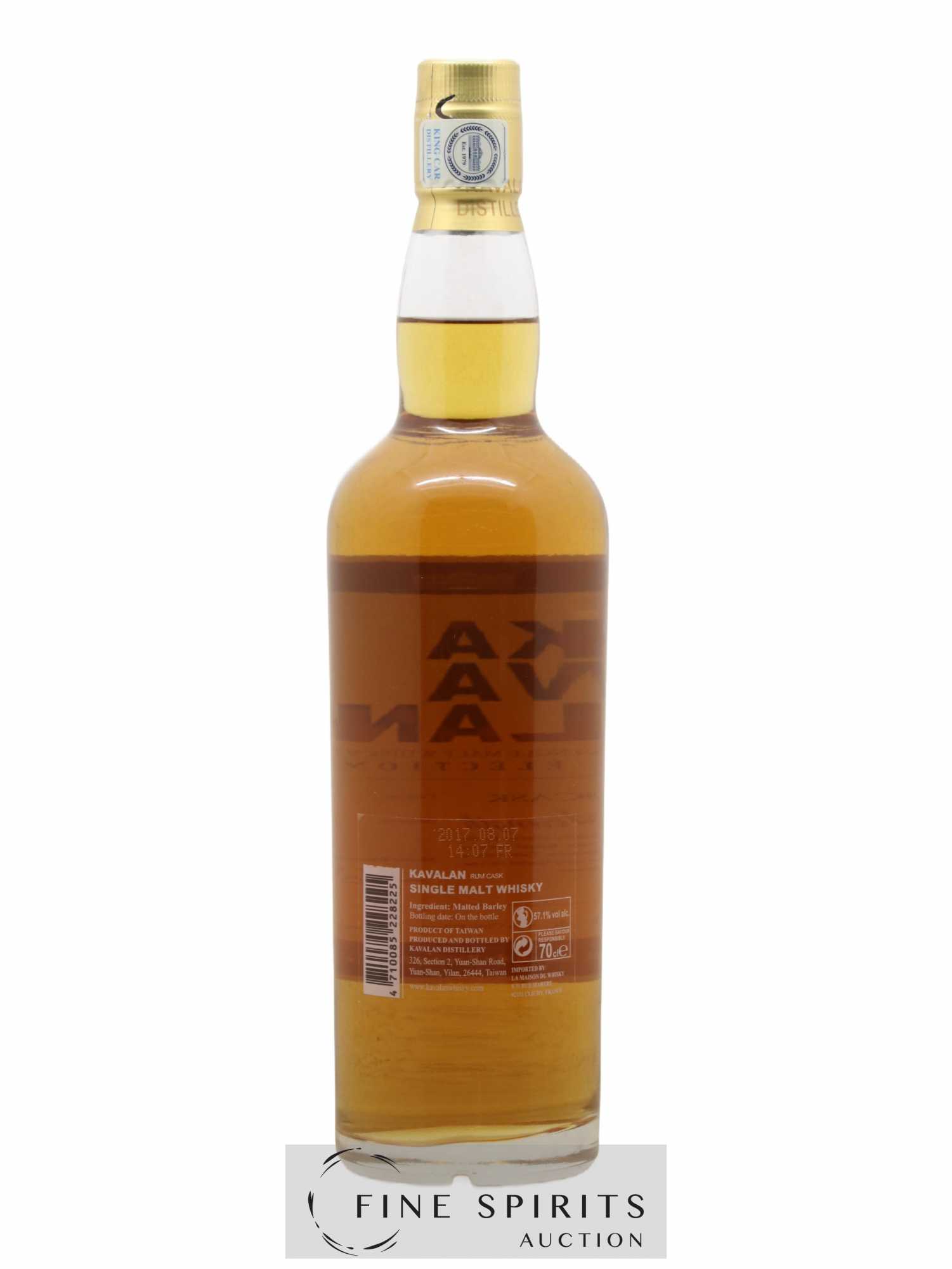 Kavalan Of. Rum Cask Cask n°M111104067A - One of 170 bottles - bottled 2017 Cask Strength - Lot de 1 bouteille - 2