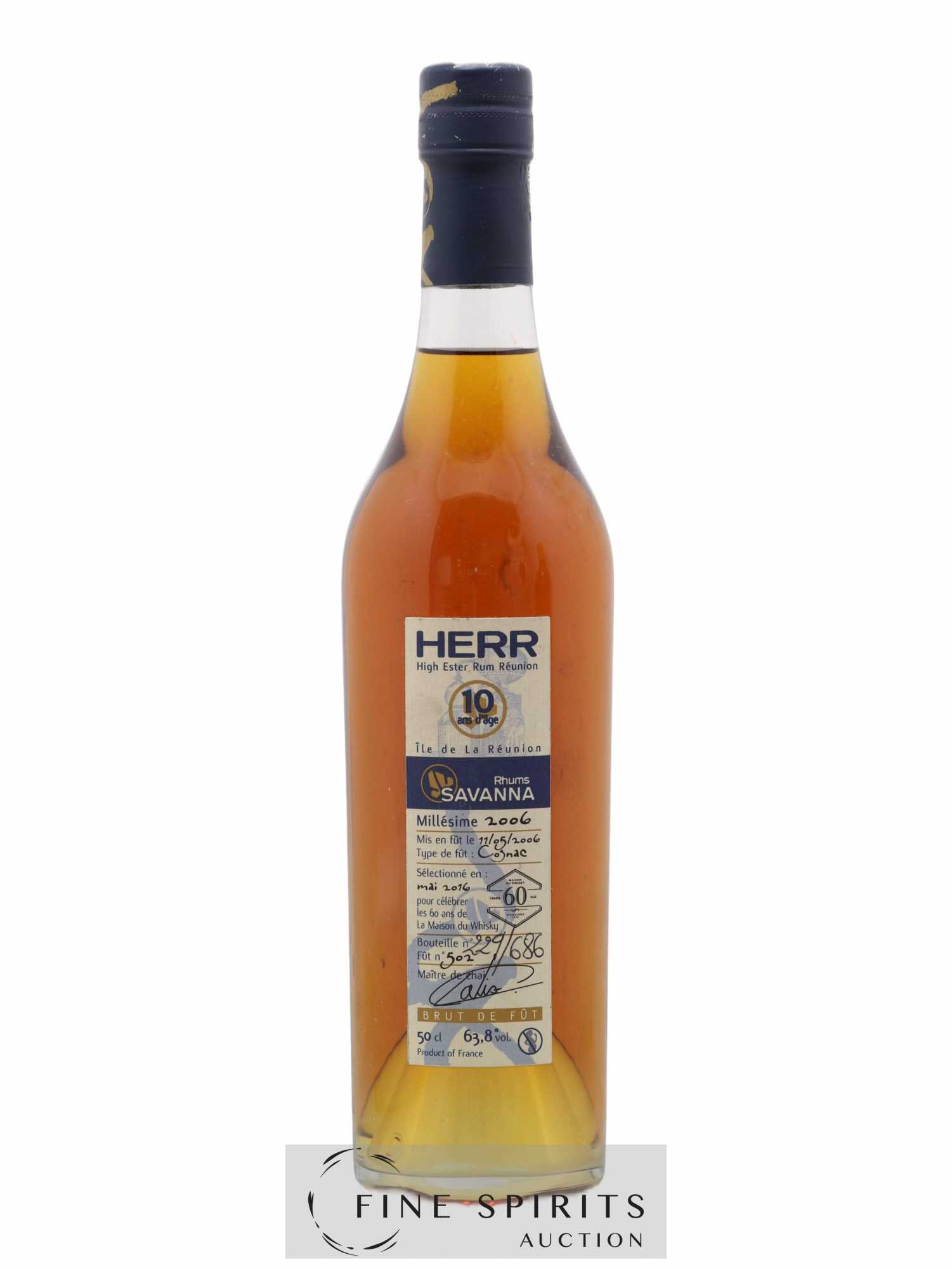 Savanna 10 years 2006 Of. HERR Fût n°502 - One of 686 LMDW 60th Anniversary 50CL - Lot de 1 bouteille - 0