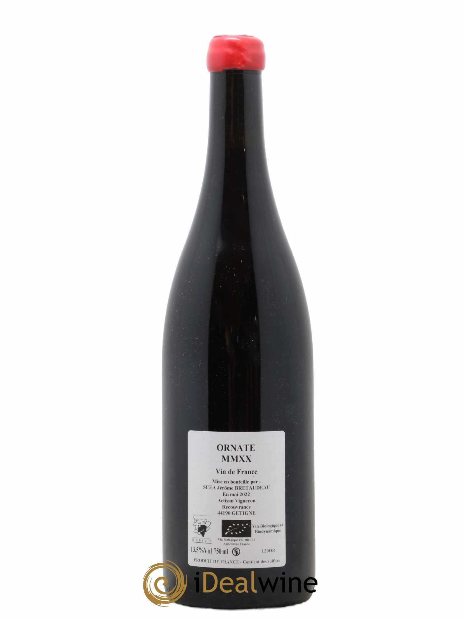 Vin de France Merlot Ornaté Jérôme Bretaudeau - Domaine de Bellevue 2020 - Lot de 1 bouteille - 1