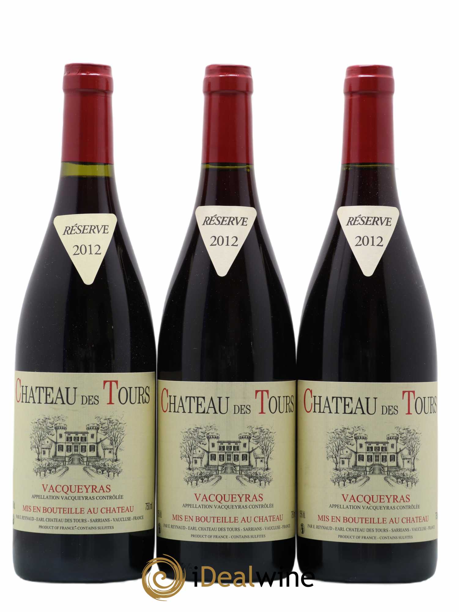 Vacqueyras Château des Tours Emmanuel Reynaud 2012 - Lot de 3 bouteilles - 0