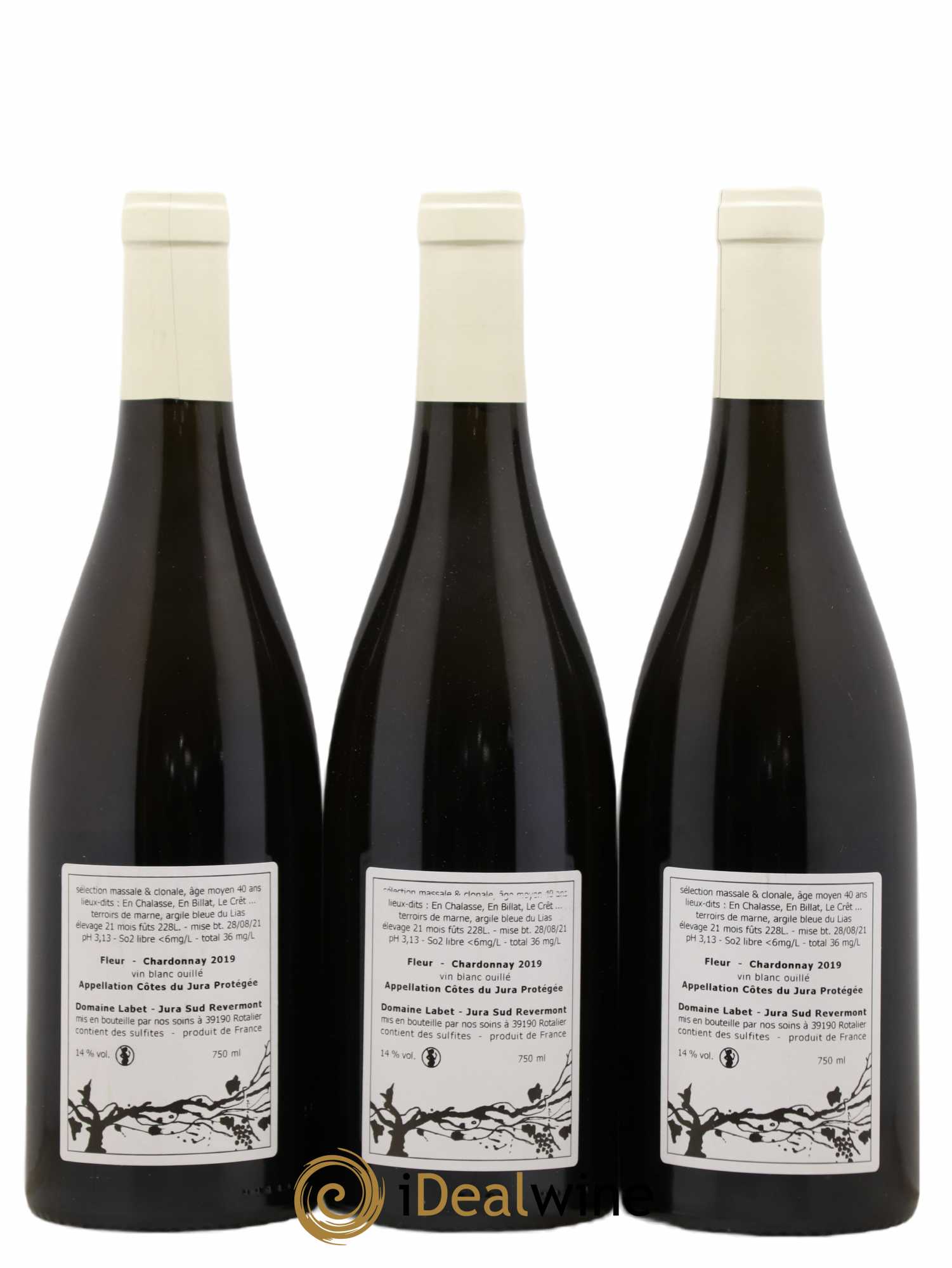 Côtes du Jura Chardonnay Fleur Romain - Julien - Charline Labet 2019 - Lot de 3 bouteilles - 1