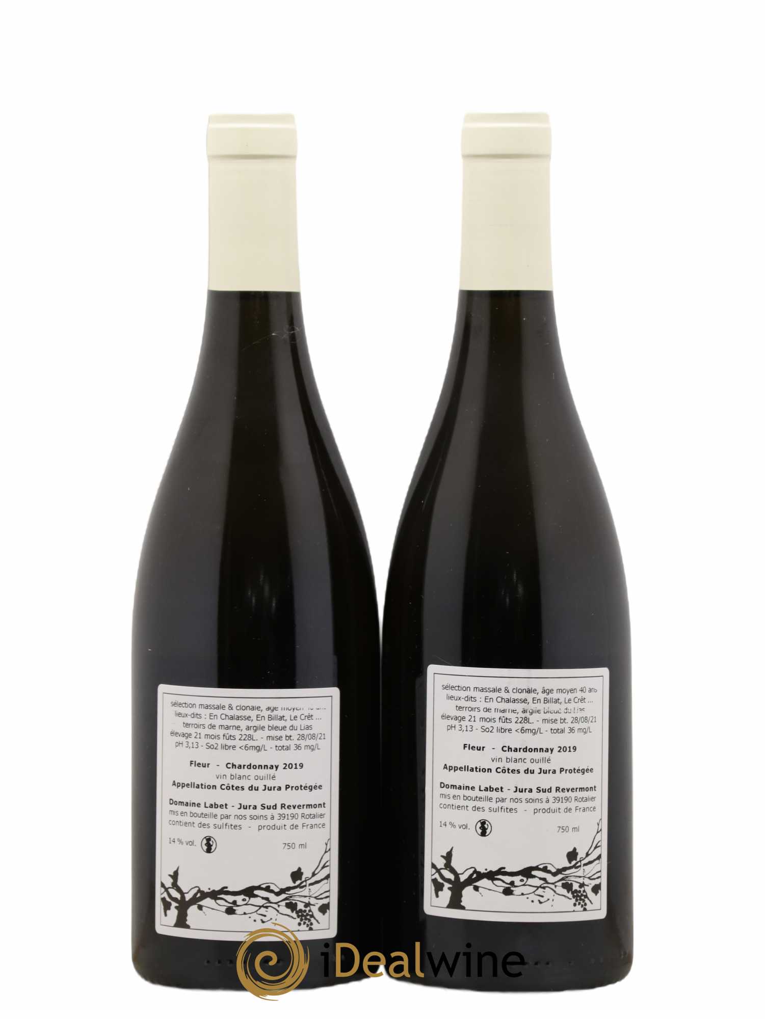 Côtes du Jura Chardonnay Fleur Romain - Julien - Charline Labet 2019 - Lot de 2 bouteilles - 1