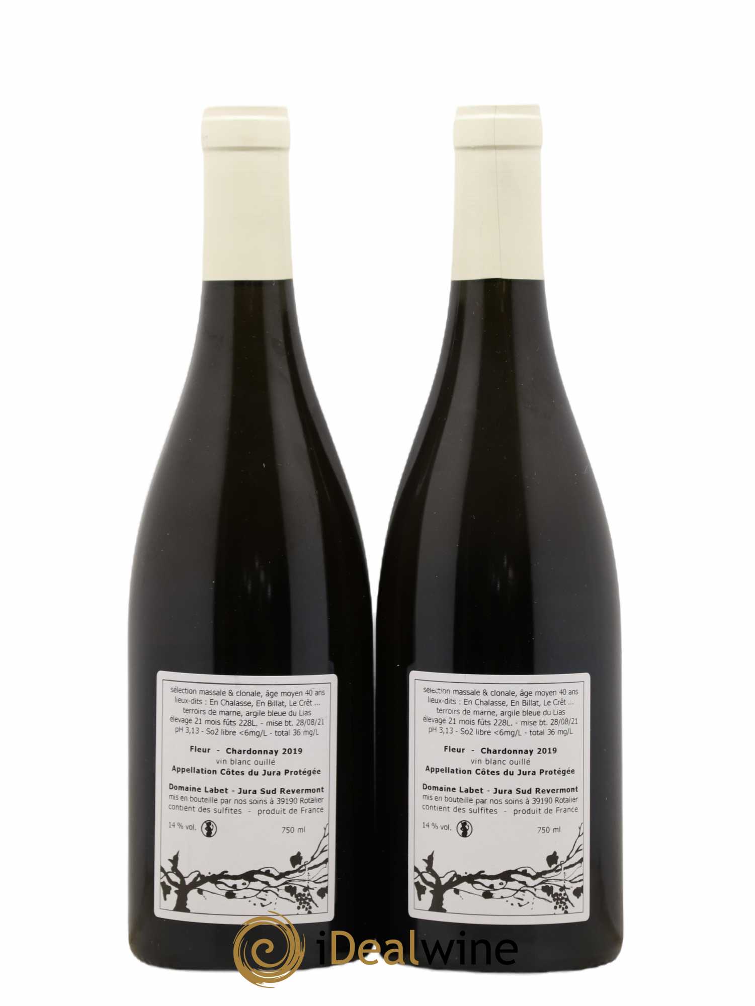 Côtes du Jura Chardonnay Fleur Romain - Julien - Charline Labet 2019 - Lot de 2 bouteilles - 1