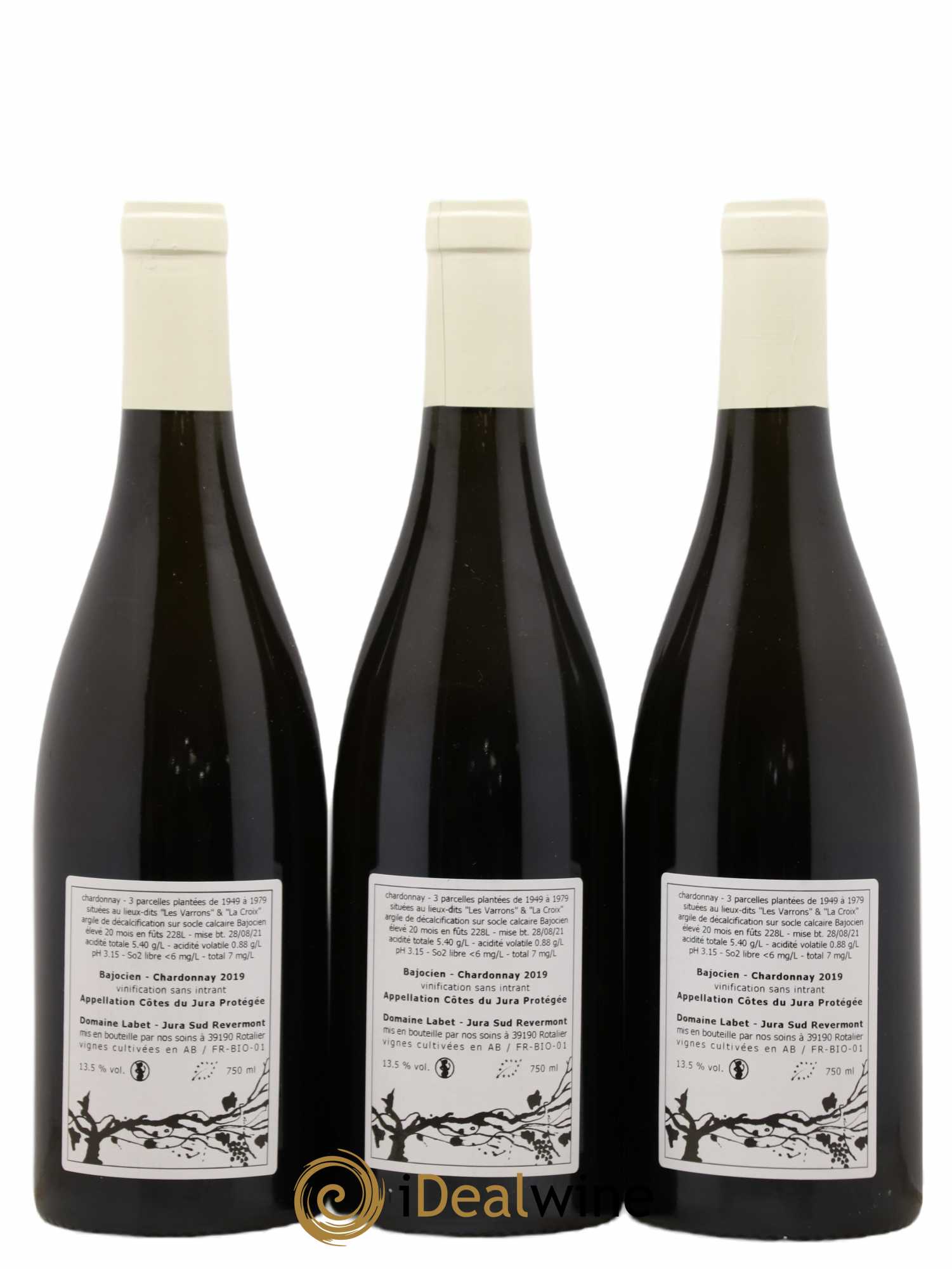 Côtes du Jura Chardonnay Bajocien Romain - Julien - Charline Labet 2019 - Lot de 3 bouteilles - 1